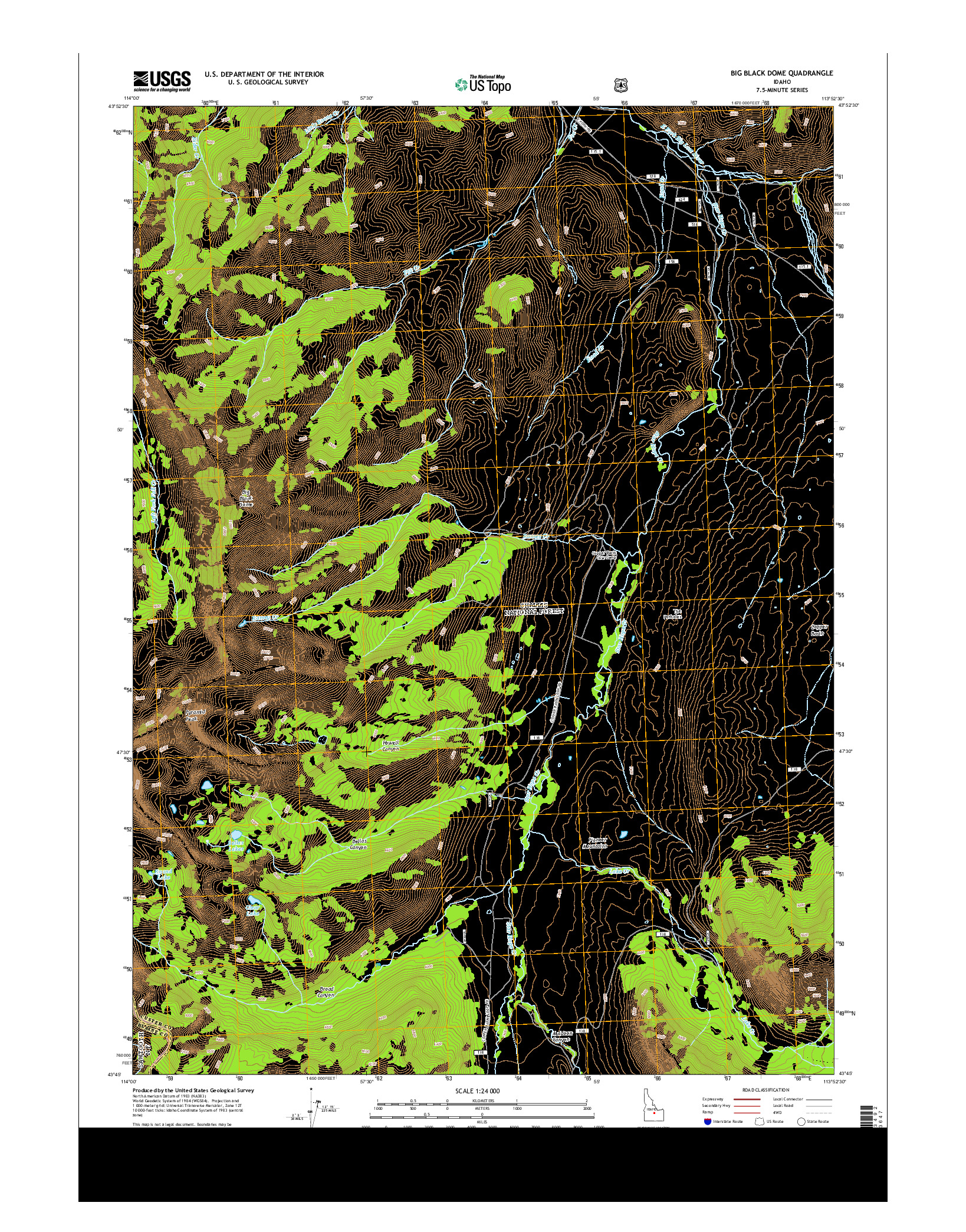 USGS US TOPO 7.5-MINUTE MAP FOR BIG BLACK DOME, ID 2013