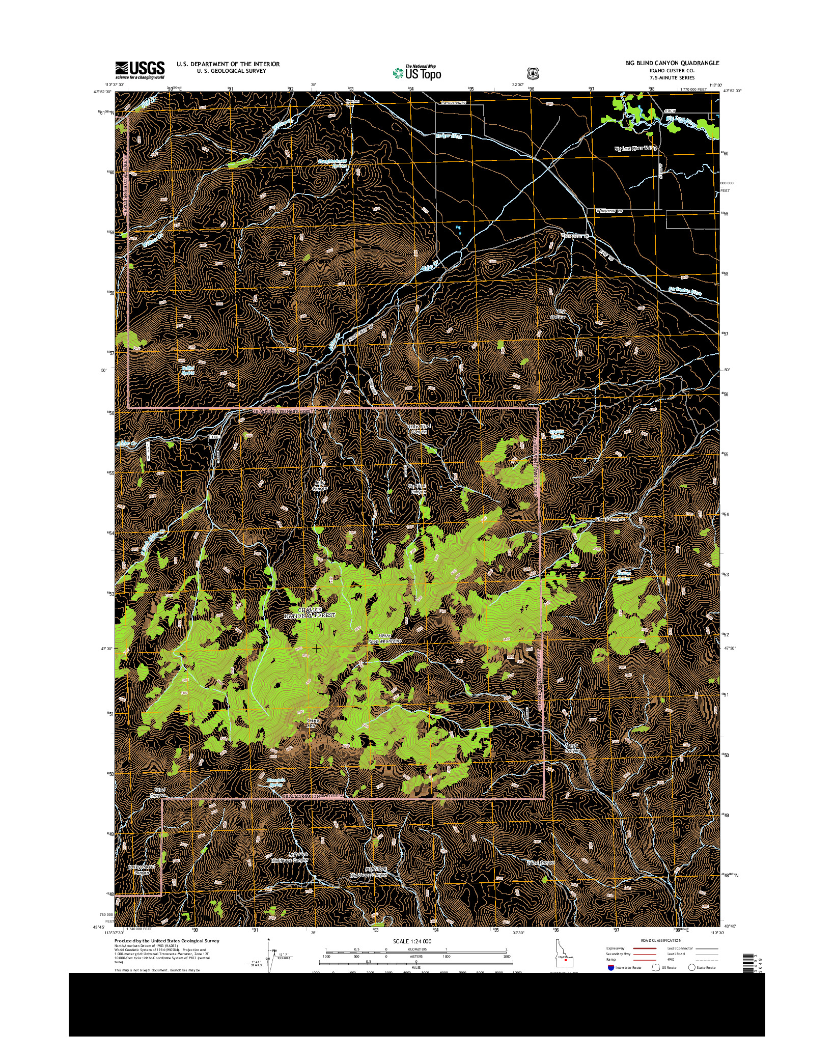 USGS US TOPO 7.5-MINUTE MAP FOR BIG BLIND CANYON, ID 2013