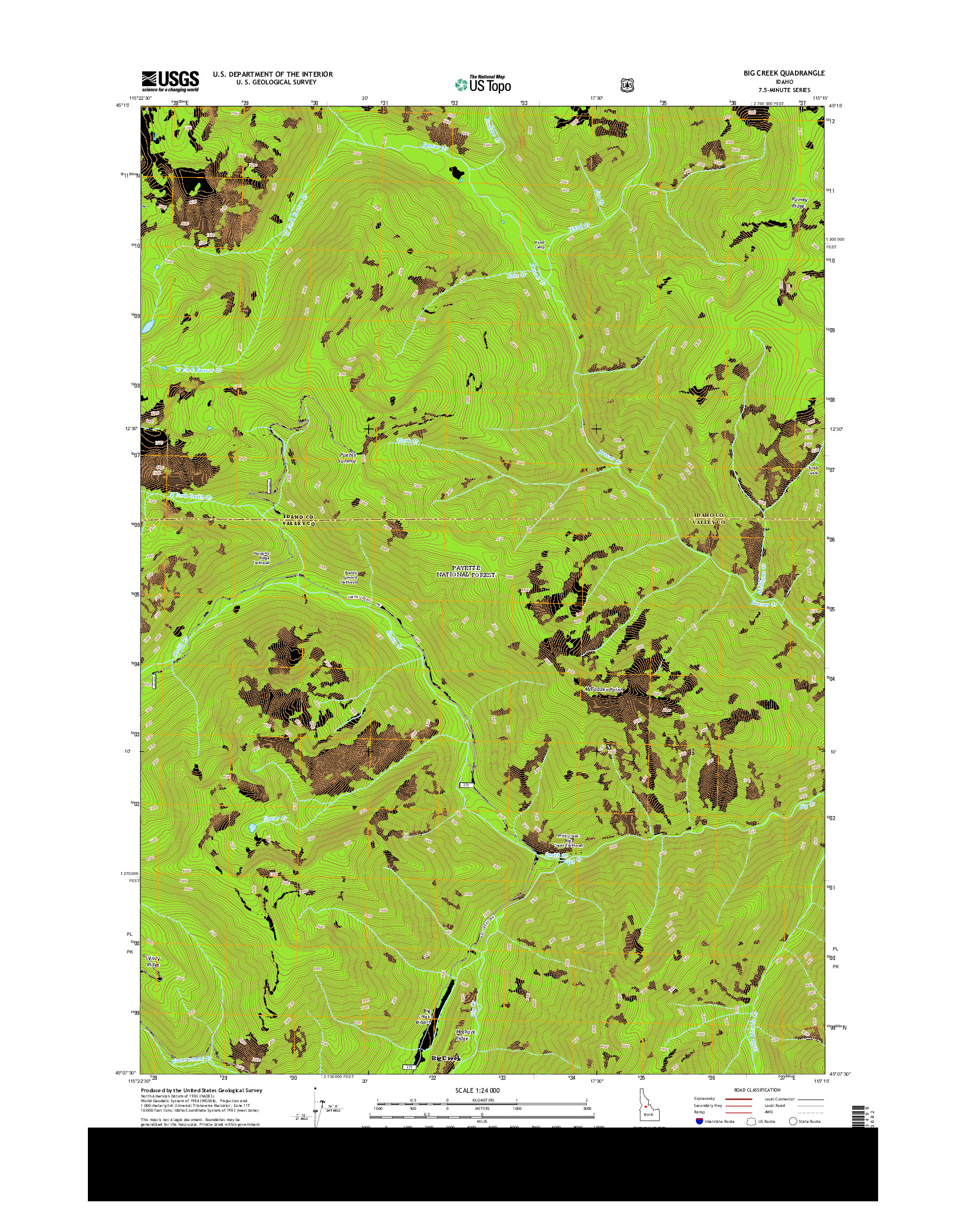 USGS US TOPO 7.5-MINUTE MAP FOR BIG CREEK, ID 2013