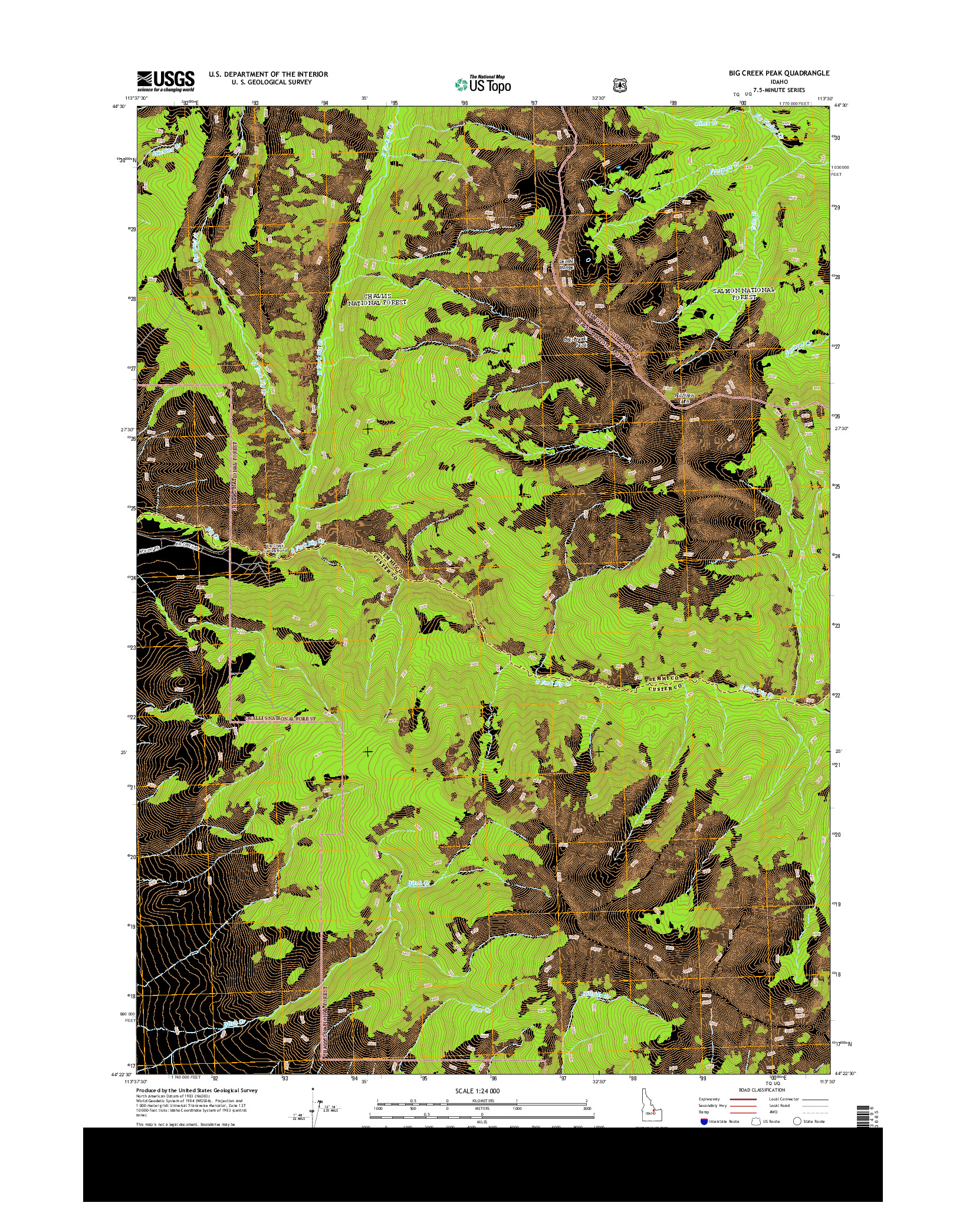 USGS US TOPO 7.5-MINUTE MAP FOR BIG CREEK PEAK, ID 2013