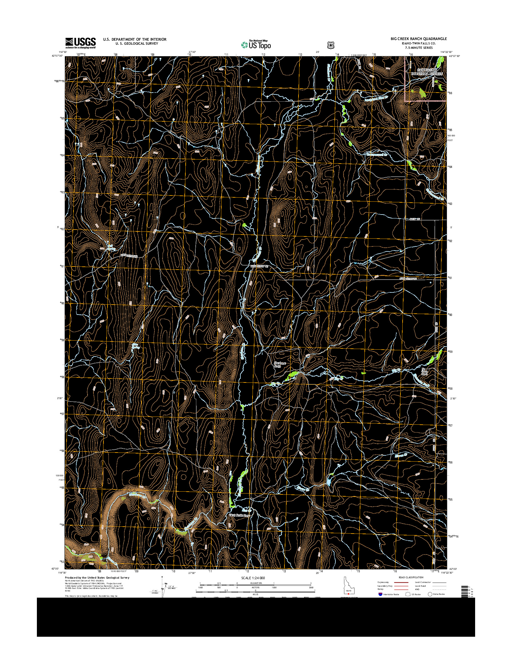 USGS US TOPO 7.5-MINUTE MAP FOR BIG CREEK RANCH, ID 2013