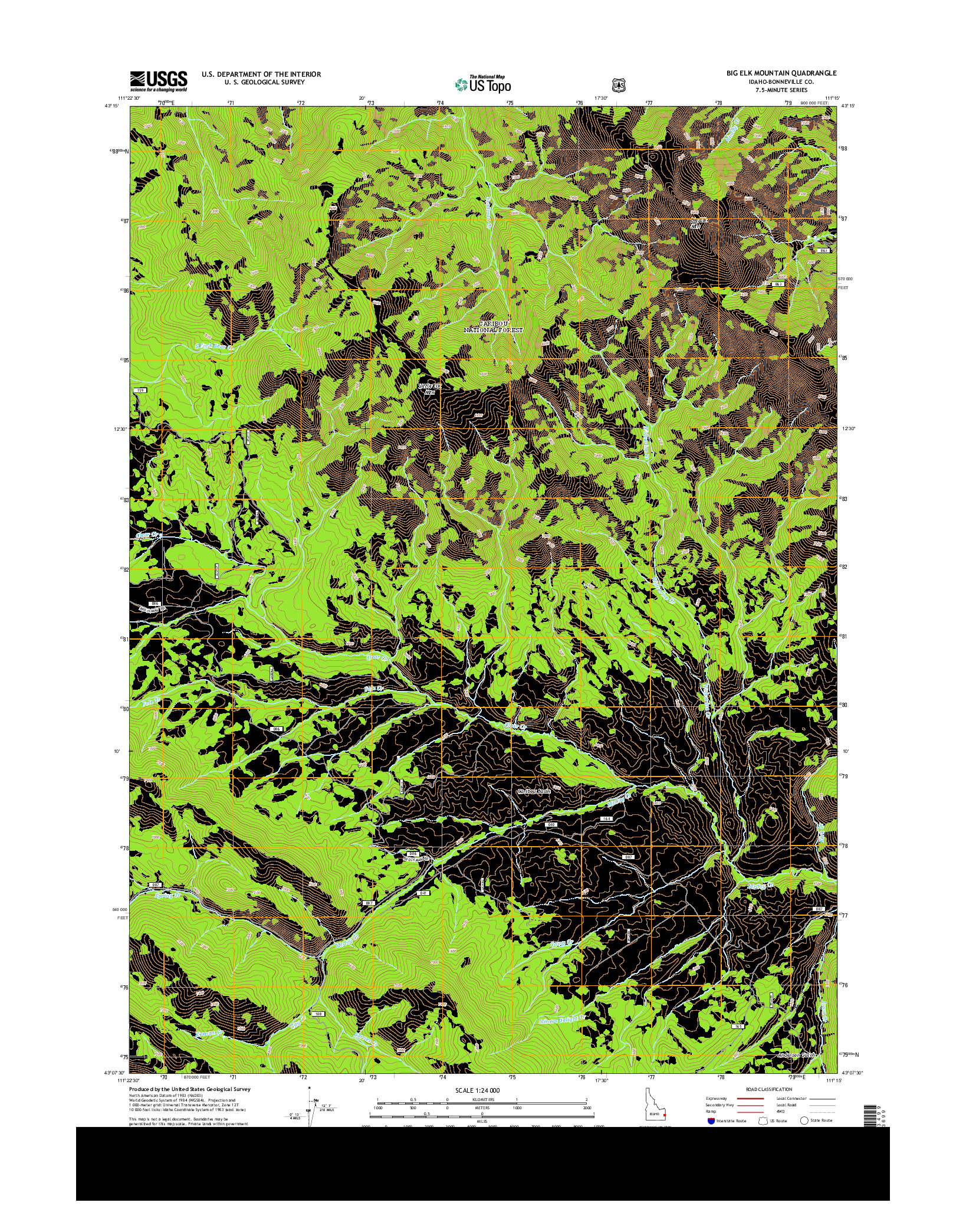 USGS US TOPO 7.5-MINUTE MAP FOR BIG ELK MOUNTAIN, ID 2013