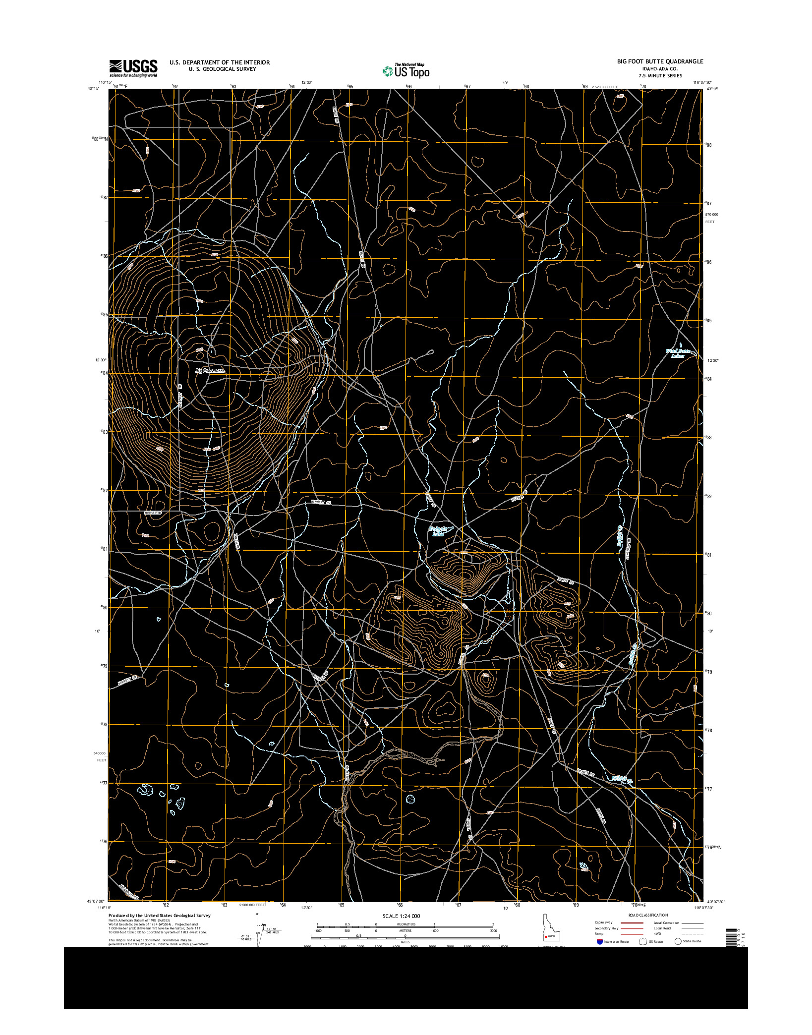 USGS US TOPO 7.5-MINUTE MAP FOR BIG FOOT BUTTE, ID 2013