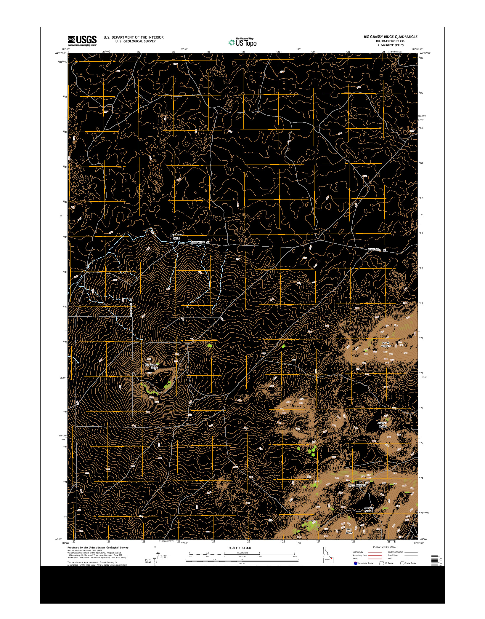 USGS US TOPO 7.5-MINUTE MAP FOR BIG GRASSY RIDGE, ID 2013