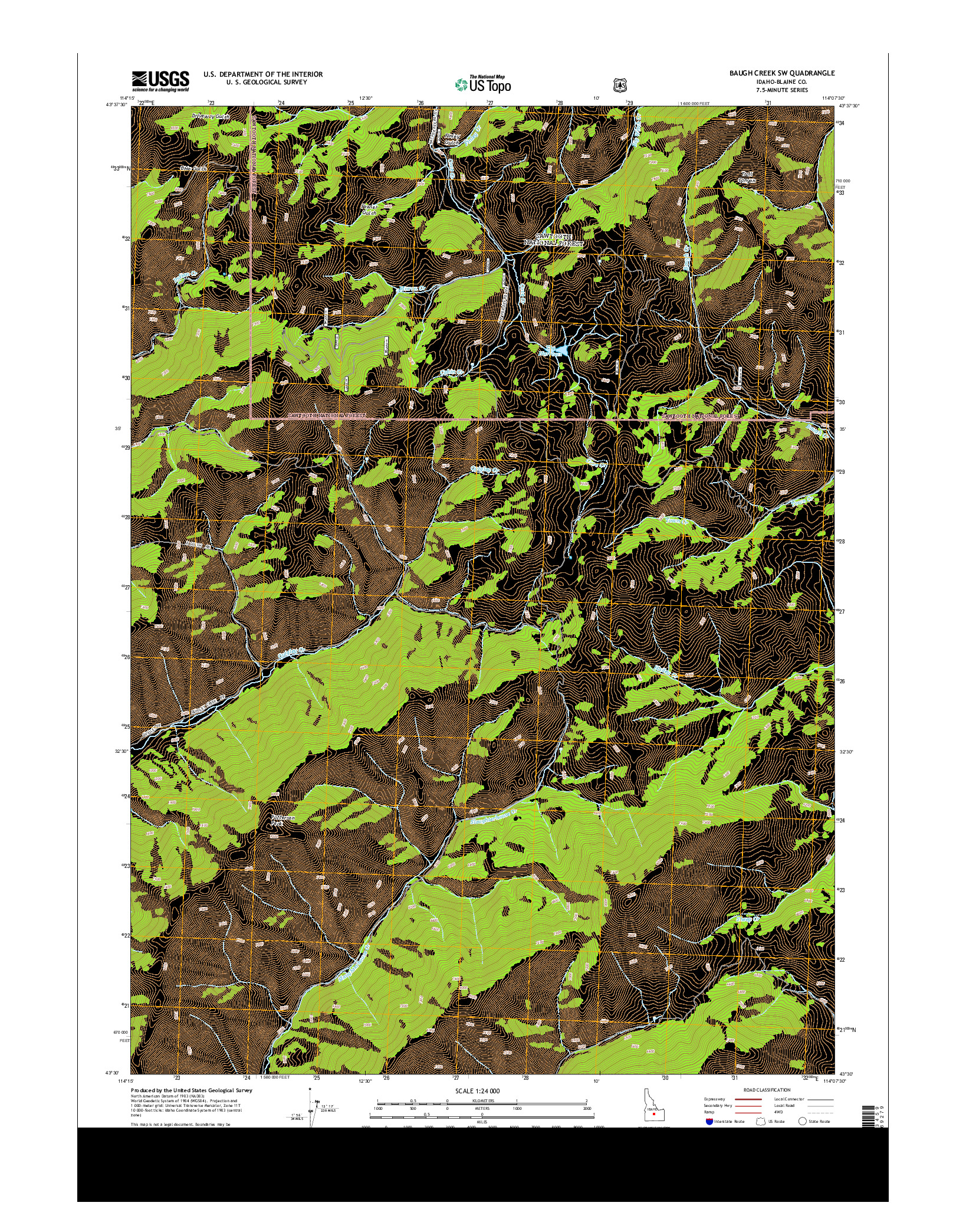 USGS US TOPO 7.5-MINUTE MAP FOR BAUGH CREEK SW, ID 2013