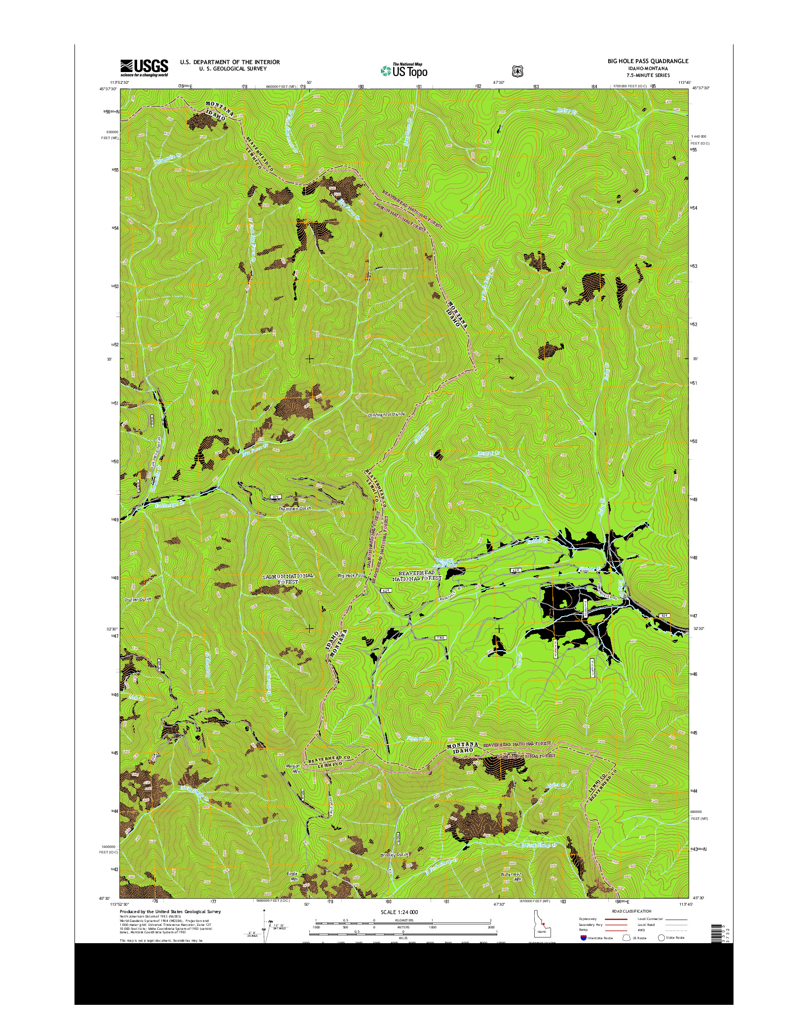 USGS US TOPO 7.5-MINUTE MAP FOR BIG HOLE PASS, ID-MT 2013