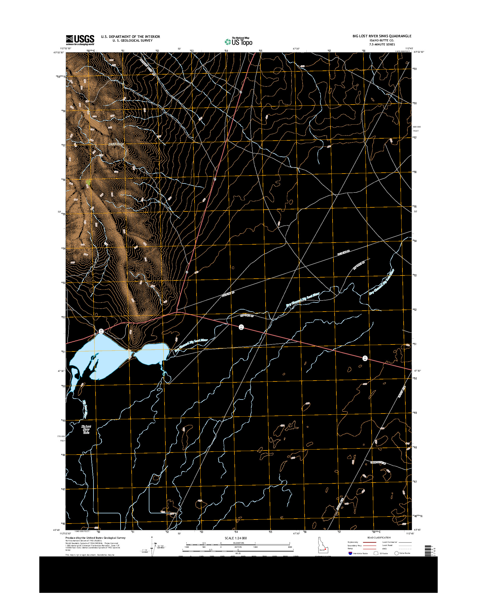 USGS US TOPO 7.5-MINUTE MAP FOR BIG LOST RIVER SINKS, ID 2013