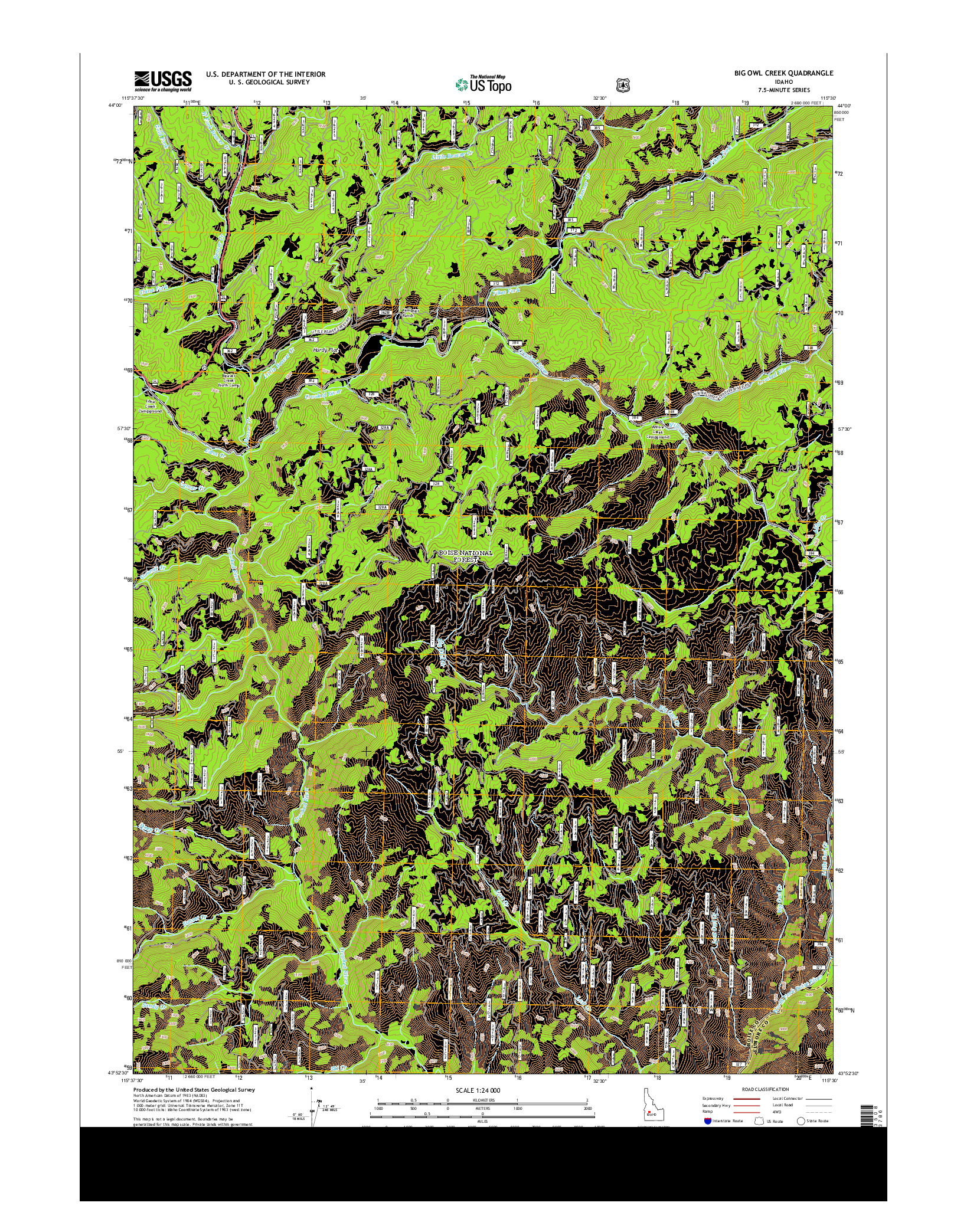 USGS US TOPO 7.5-MINUTE MAP FOR BIG OWL CREEK, ID 2013