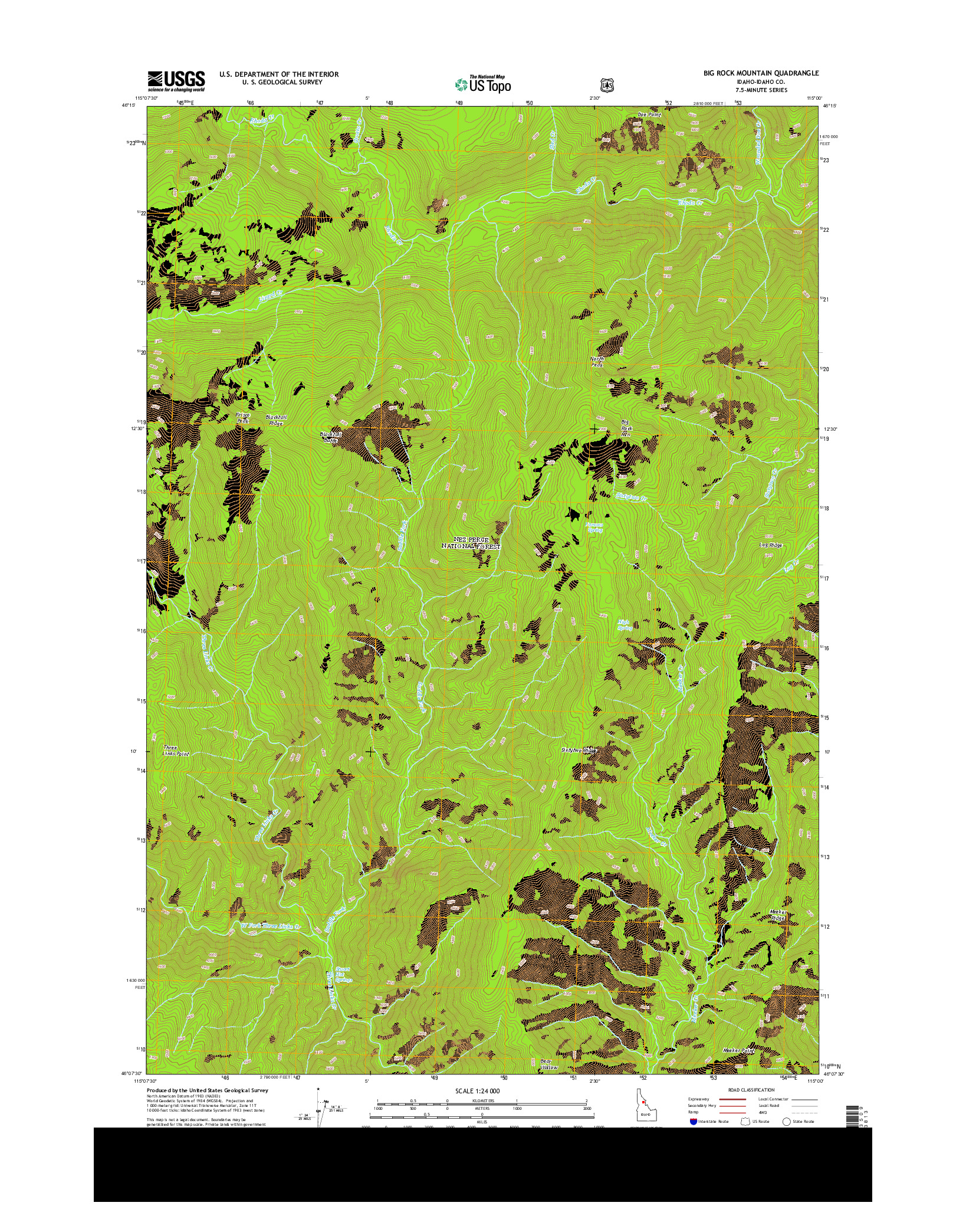 USGS US TOPO 7.5-MINUTE MAP FOR BIG ROCK MOUNTAIN, ID 2013