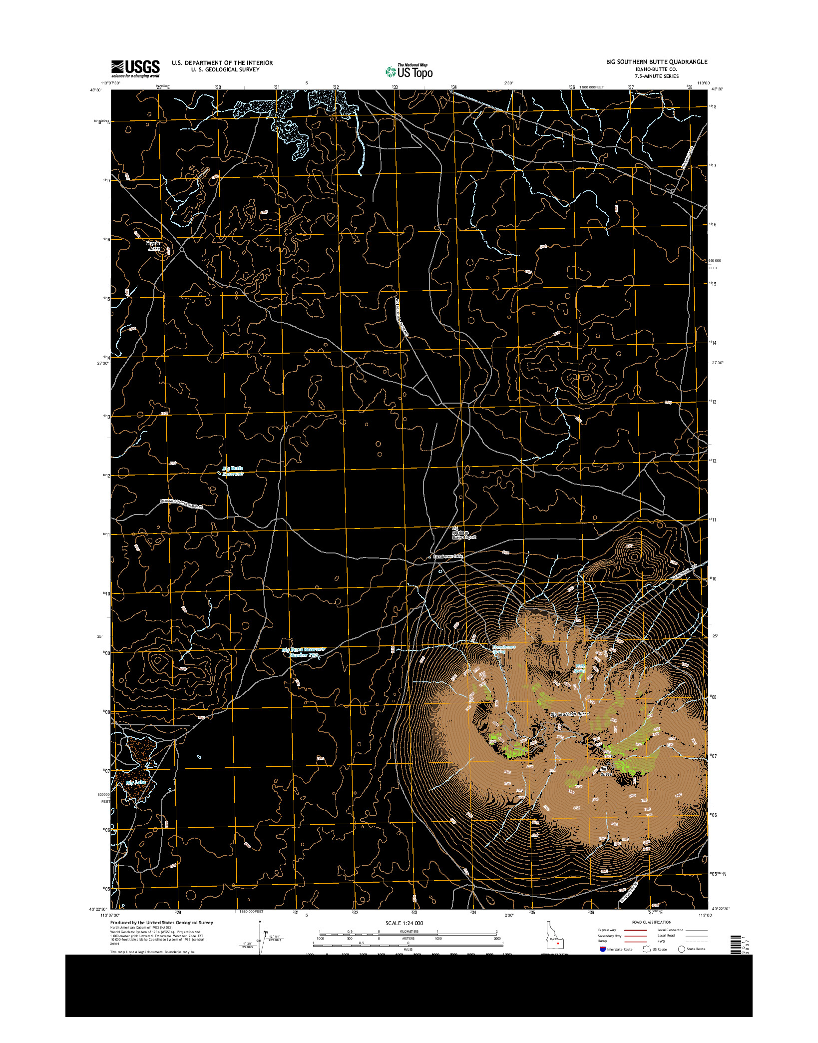 USGS US TOPO 7.5-MINUTE MAP FOR BIG SOUTHERN BUTTE, ID 2013