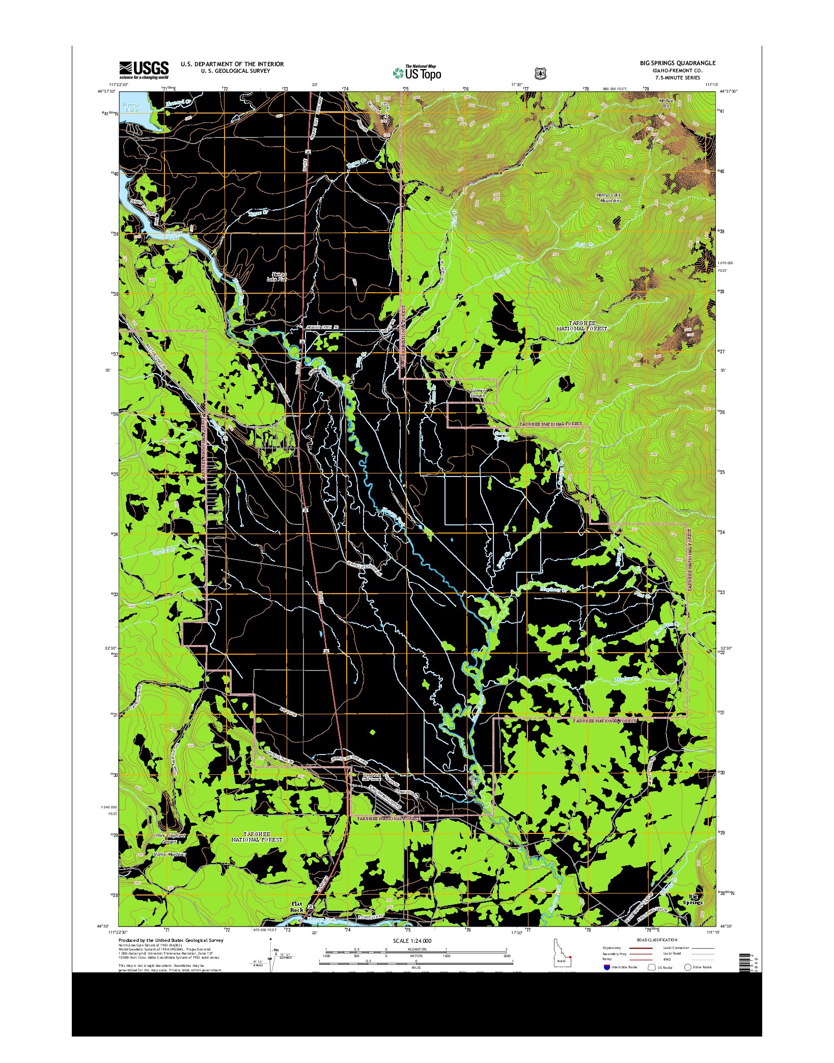 USGS US TOPO 7.5-MINUTE MAP FOR BIG SPRINGS, ID 2013