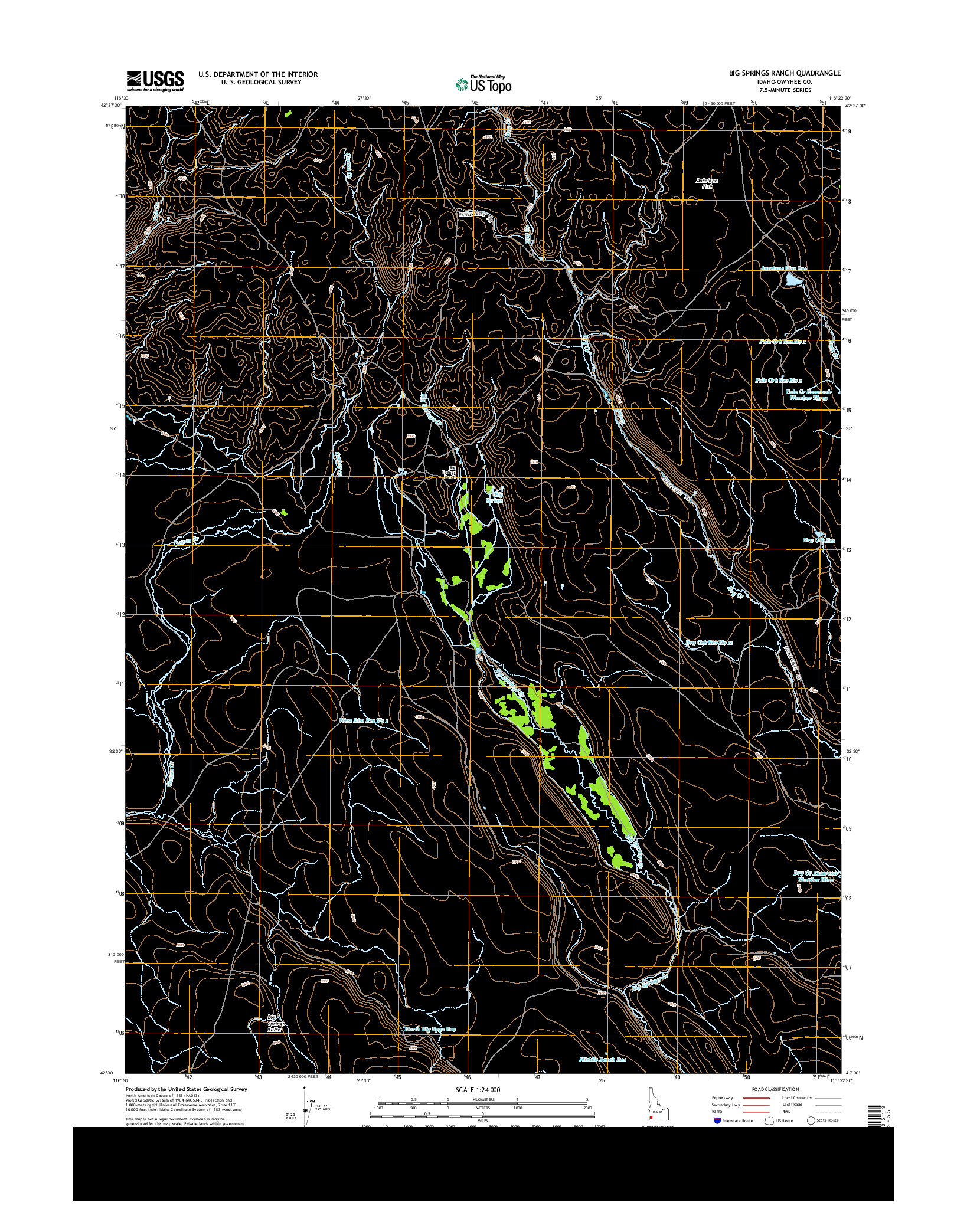 USGS US TOPO 7.5-MINUTE MAP FOR BIG SPRINGS RANCH, ID 2013