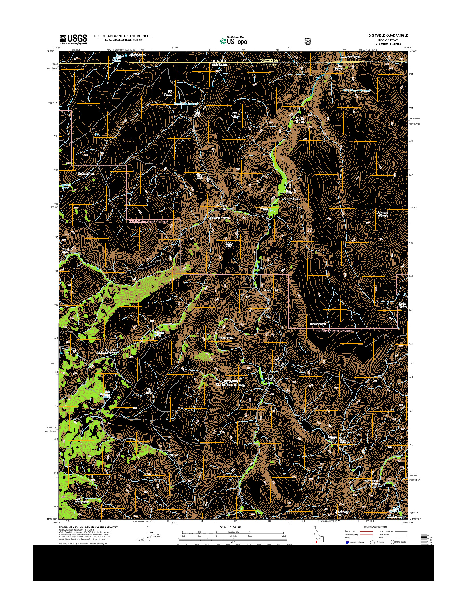 USGS US TOPO 7.5-MINUTE MAP FOR BIG TABLE, ID-NV 2013