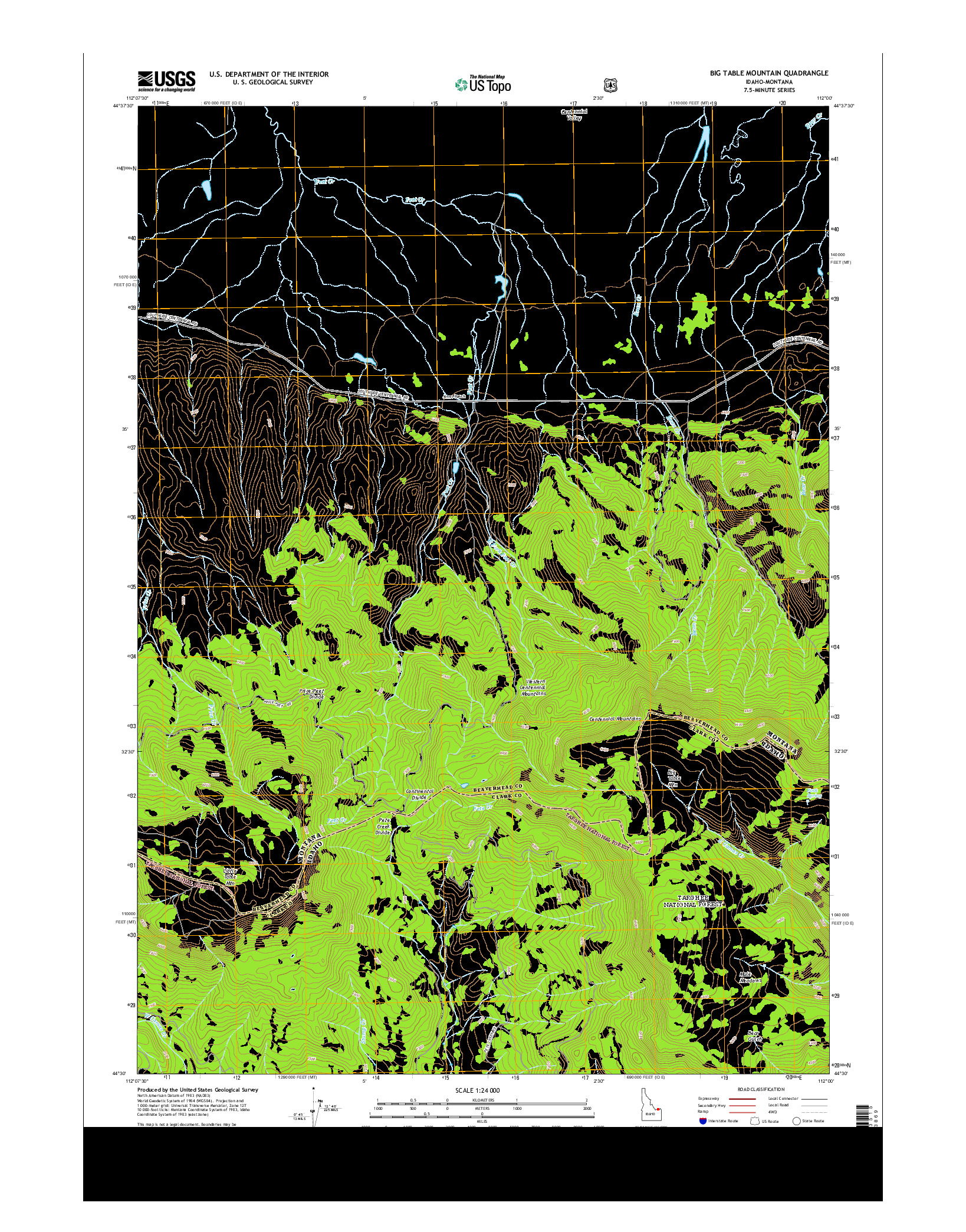 USGS US TOPO 7.5-MINUTE MAP FOR BIG TABLE MOUNTAIN, ID-MT 2013