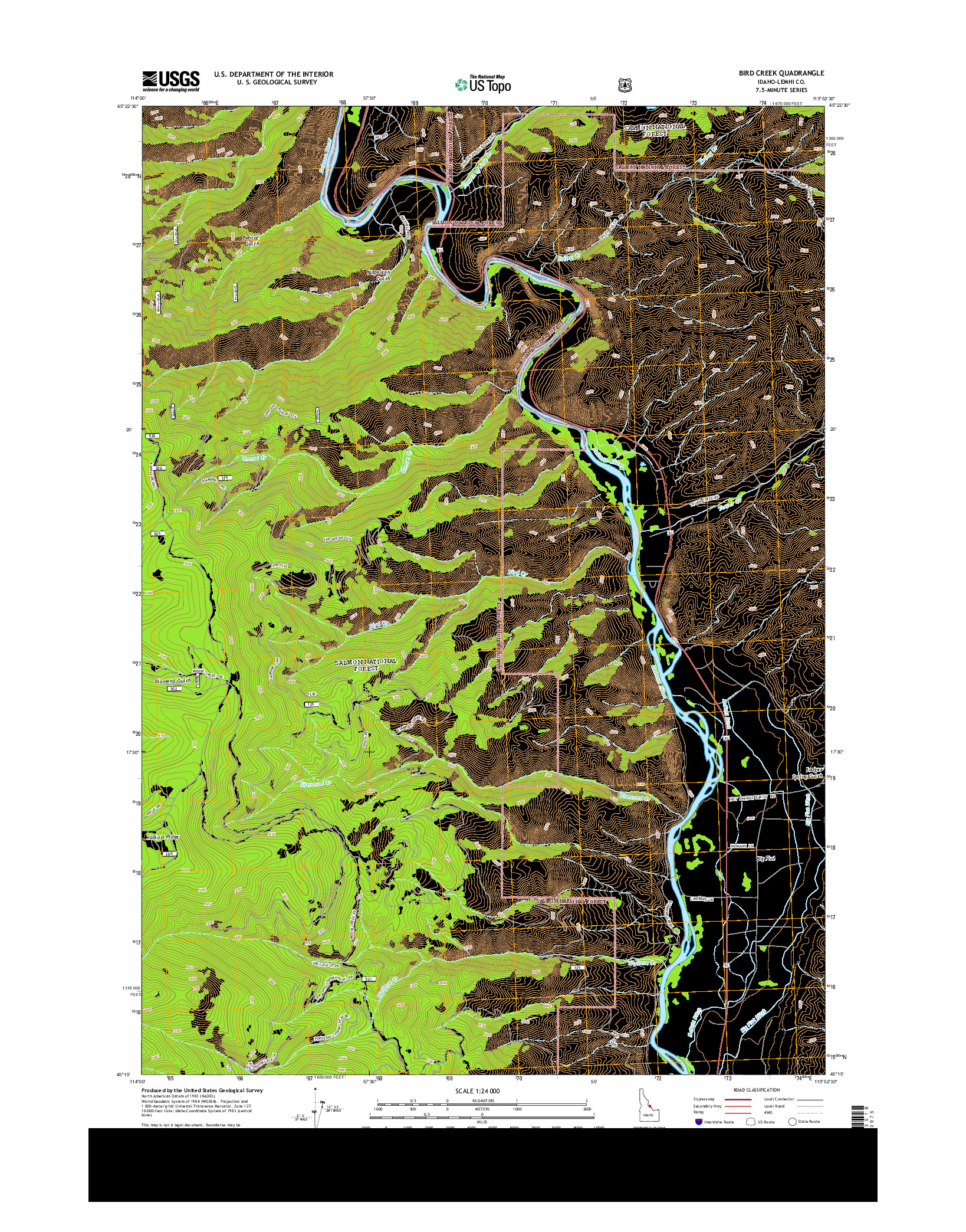 USGS US TOPO 7.5-MINUTE MAP FOR BIRD CREEK, ID 2013