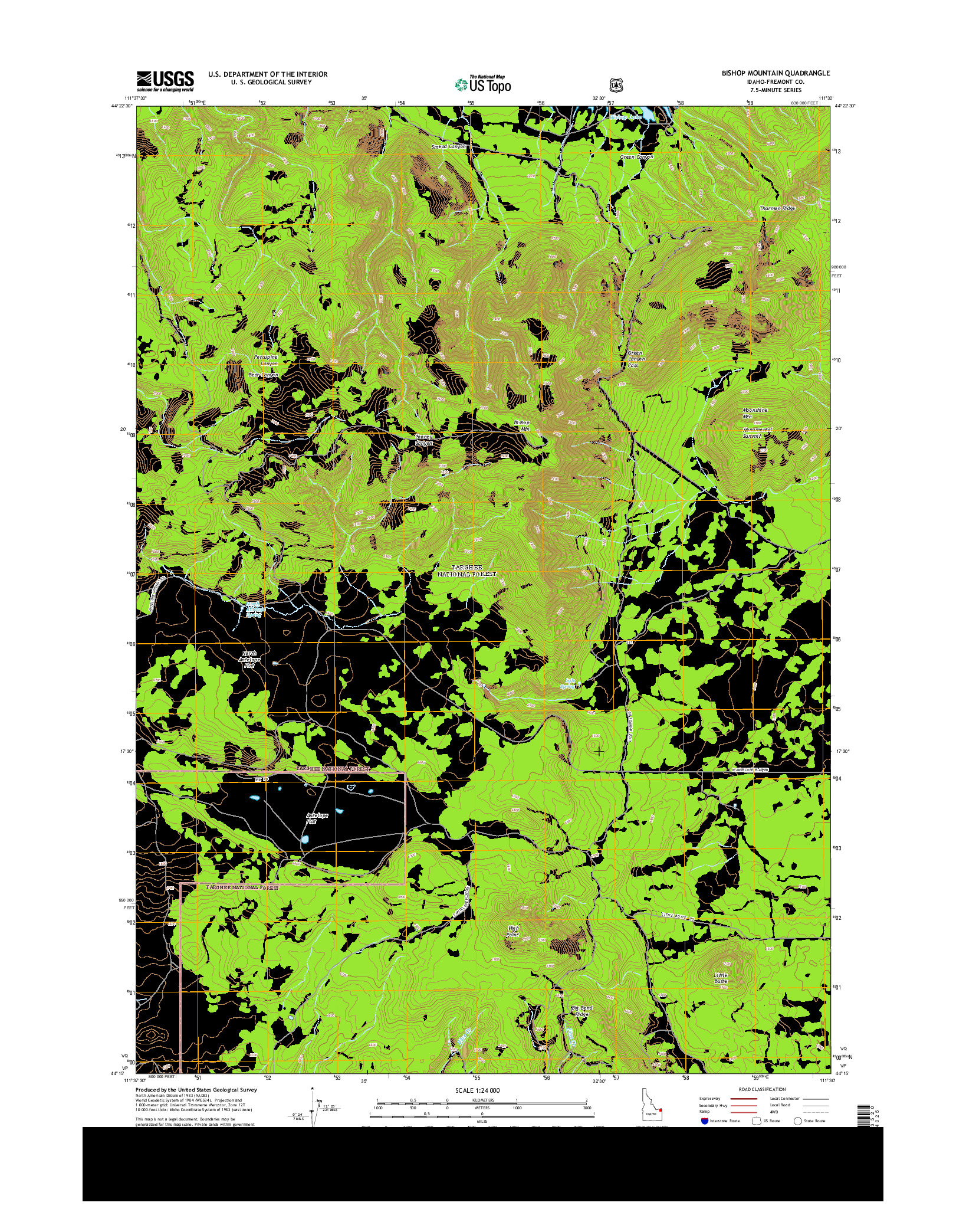 USGS US TOPO 7.5-MINUTE MAP FOR BISHOP MOUNTAIN, ID 2013