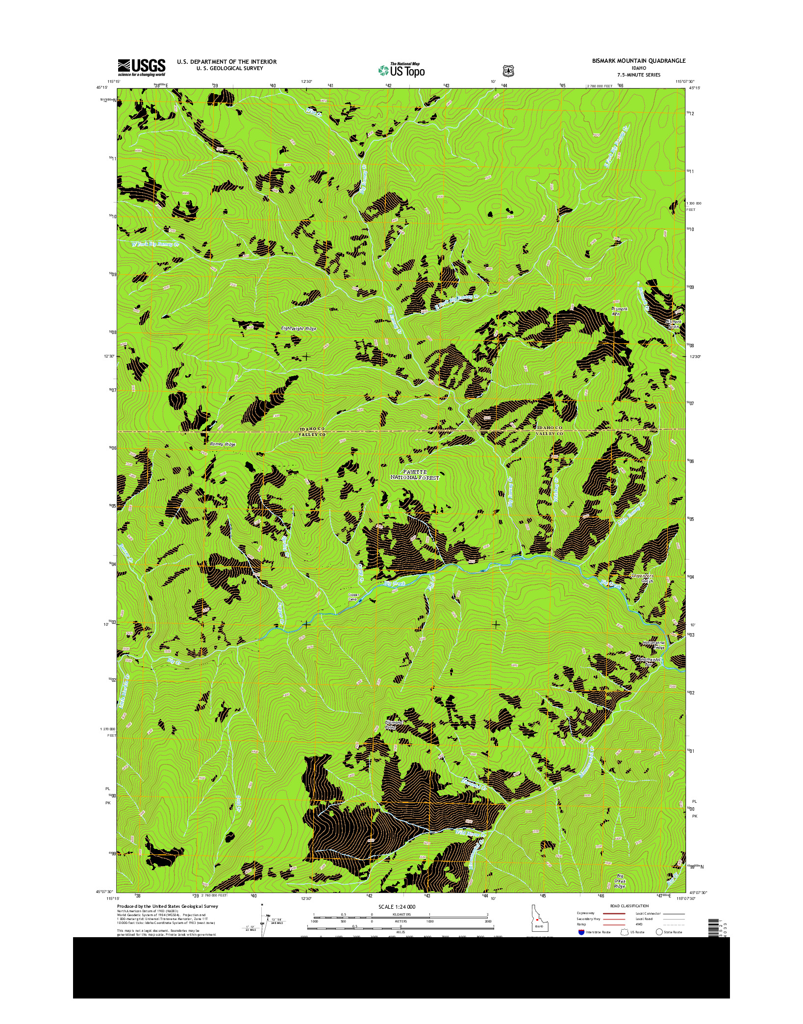 USGS US TOPO 7.5-MINUTE MAP FOR BISMARK MOUNTAIN, ID 2013