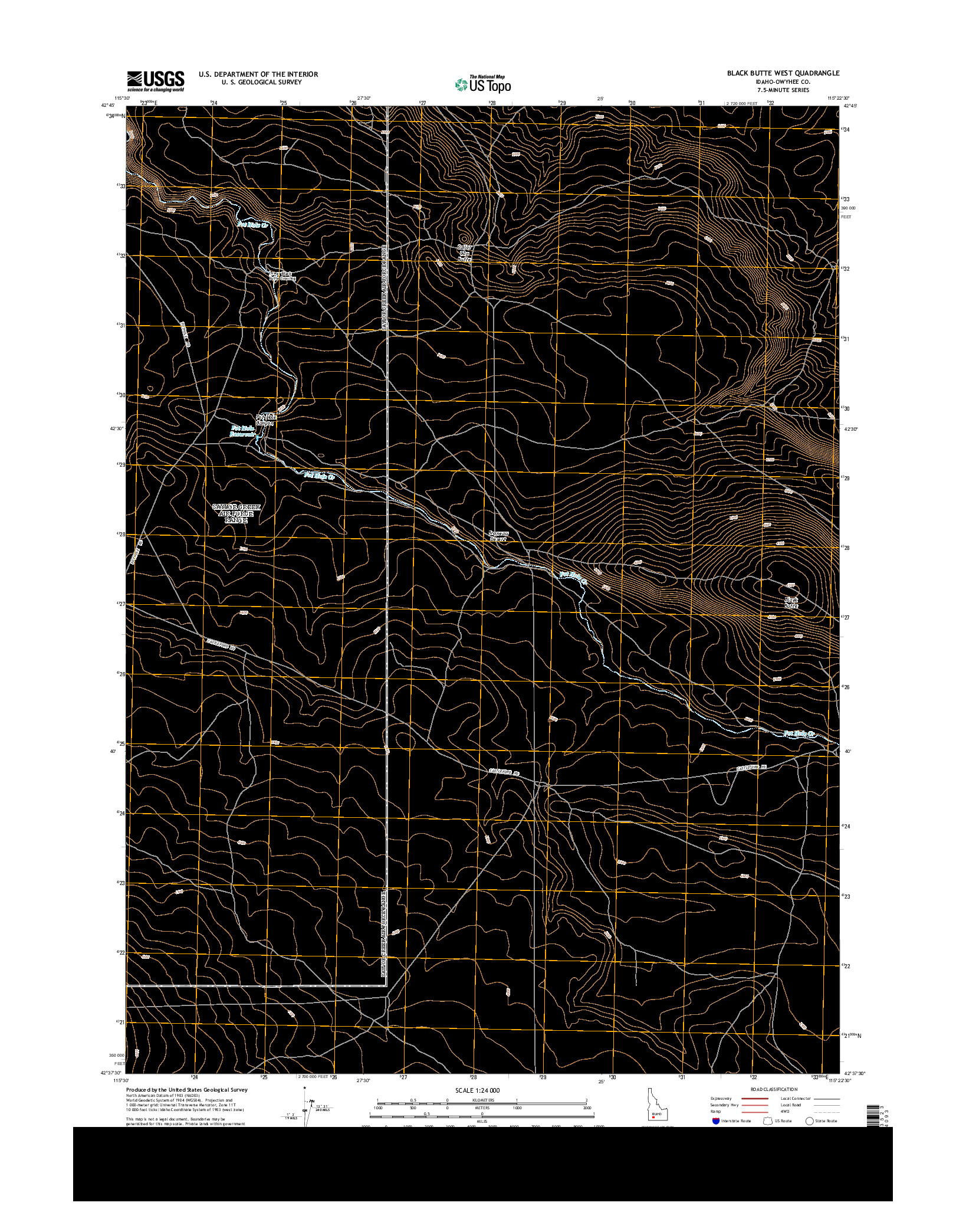 USGS US TOPO 7.5-MINUTE MAP FOR BLACK BUTTE WEST, ID 2013