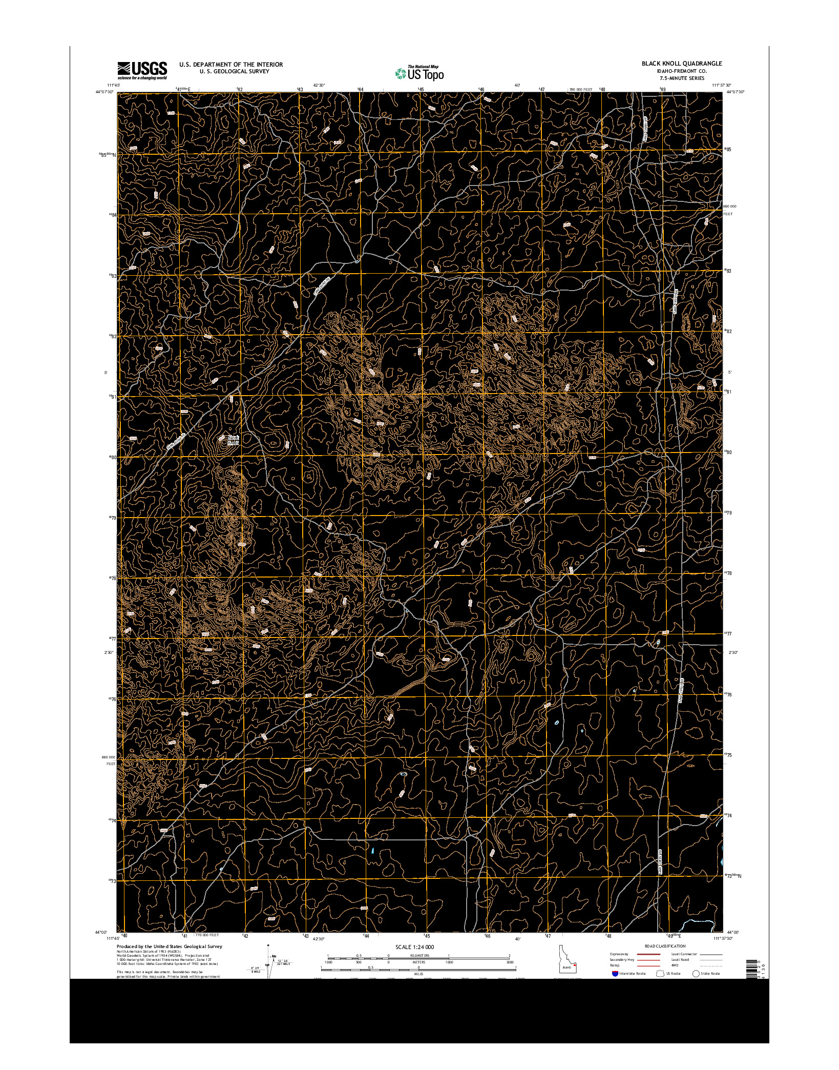 USGS US TOPO 7.5-MINUTE MAP FOR BLACK KNOLL, ID 2013