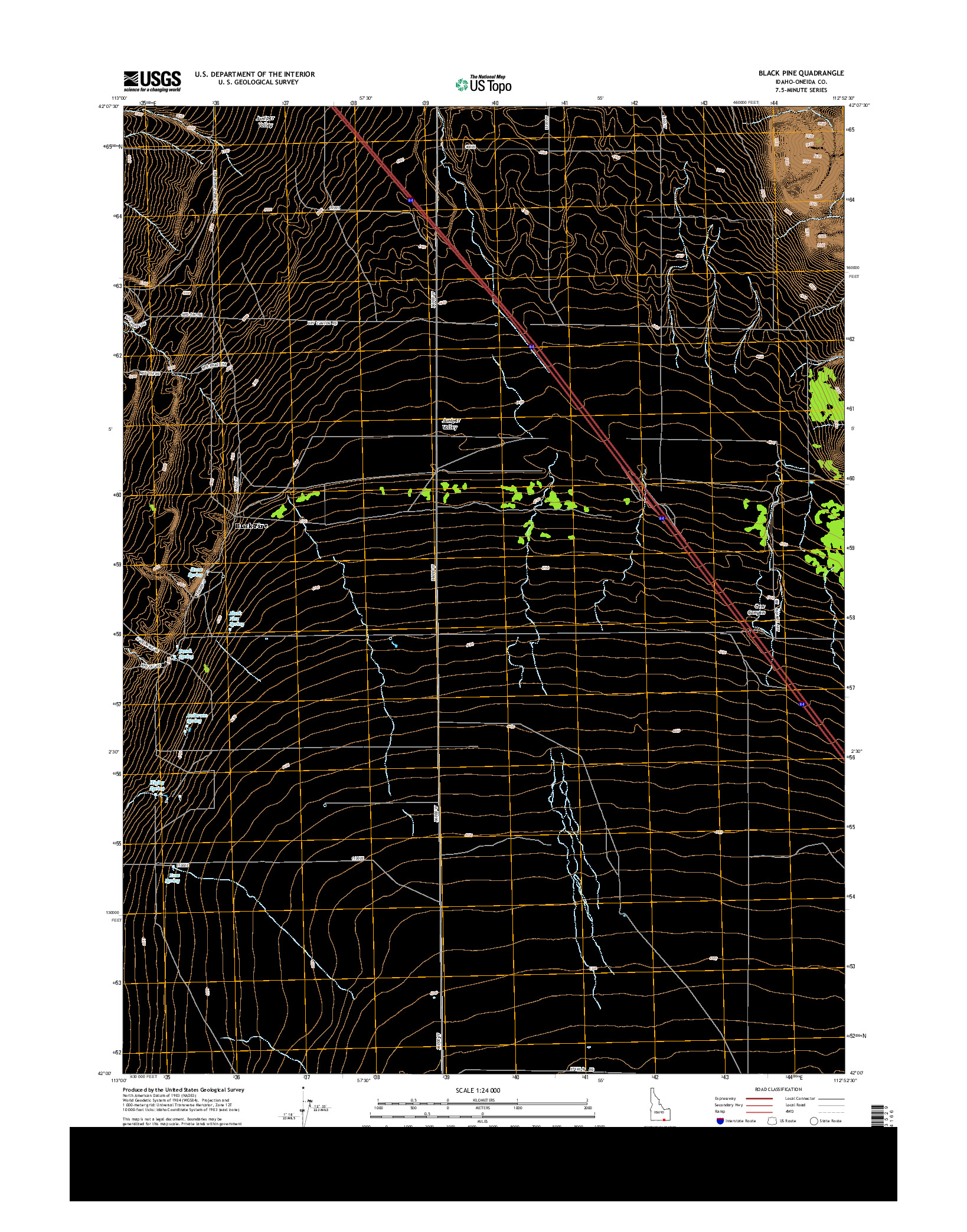 USGS US TOPO 7.5-MINUTE MAP FOR BLACK PINE, ID 2013