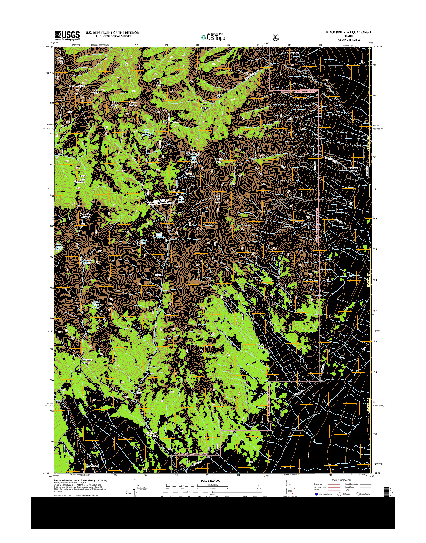 USGS US TOPO 7.5-MINUTE MAP FOR BLACK PINE PEAK, ID 2013