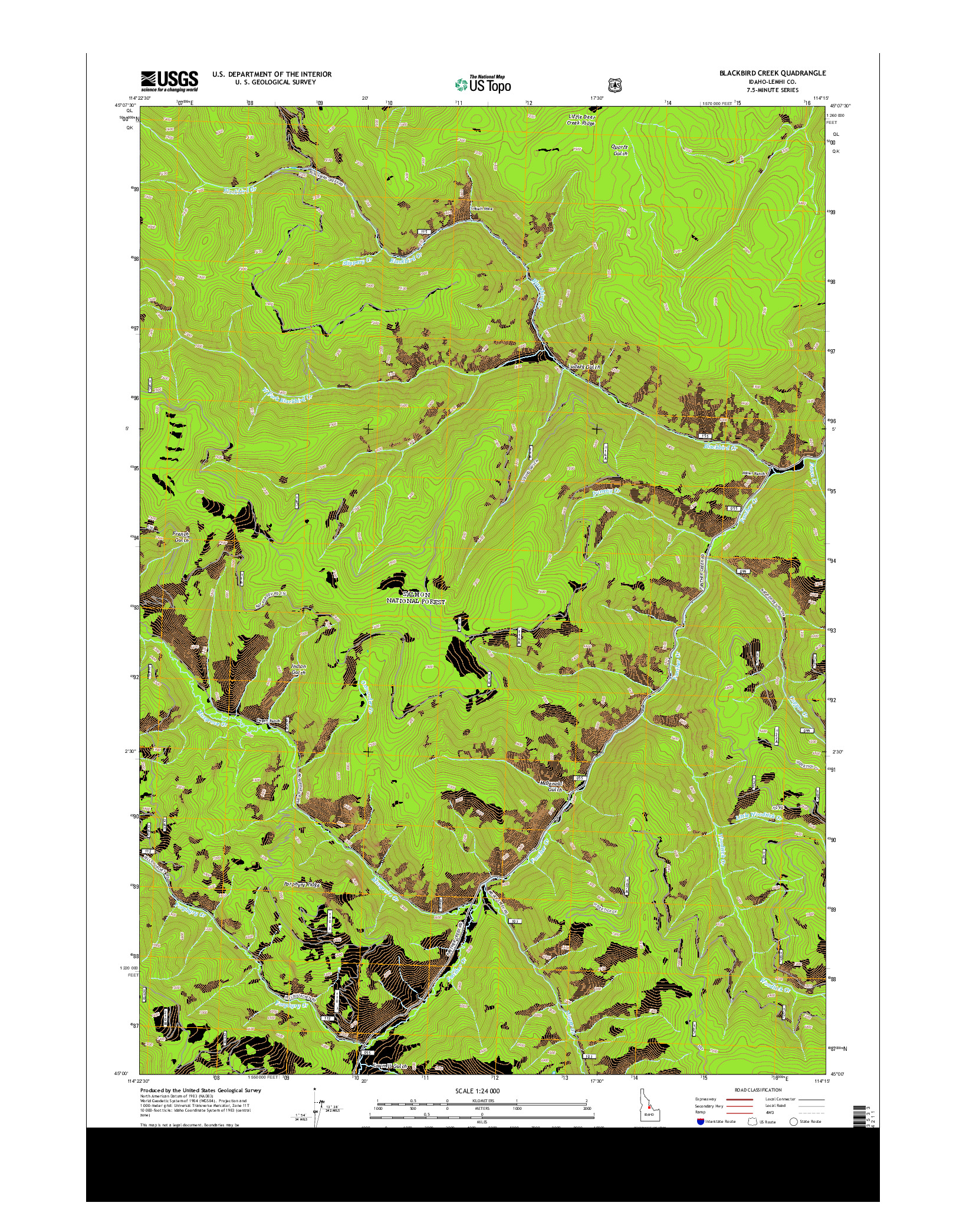 USGS US TOPO 7.5-MINUTE MAP FOR BLACKBIRD CREEK, ID 2013