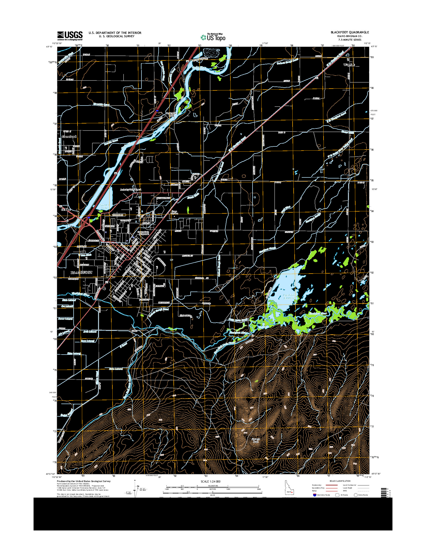 USGS US TOPO 7.5-MINUTE MAP FOR BLACKFOOT, ID 2013