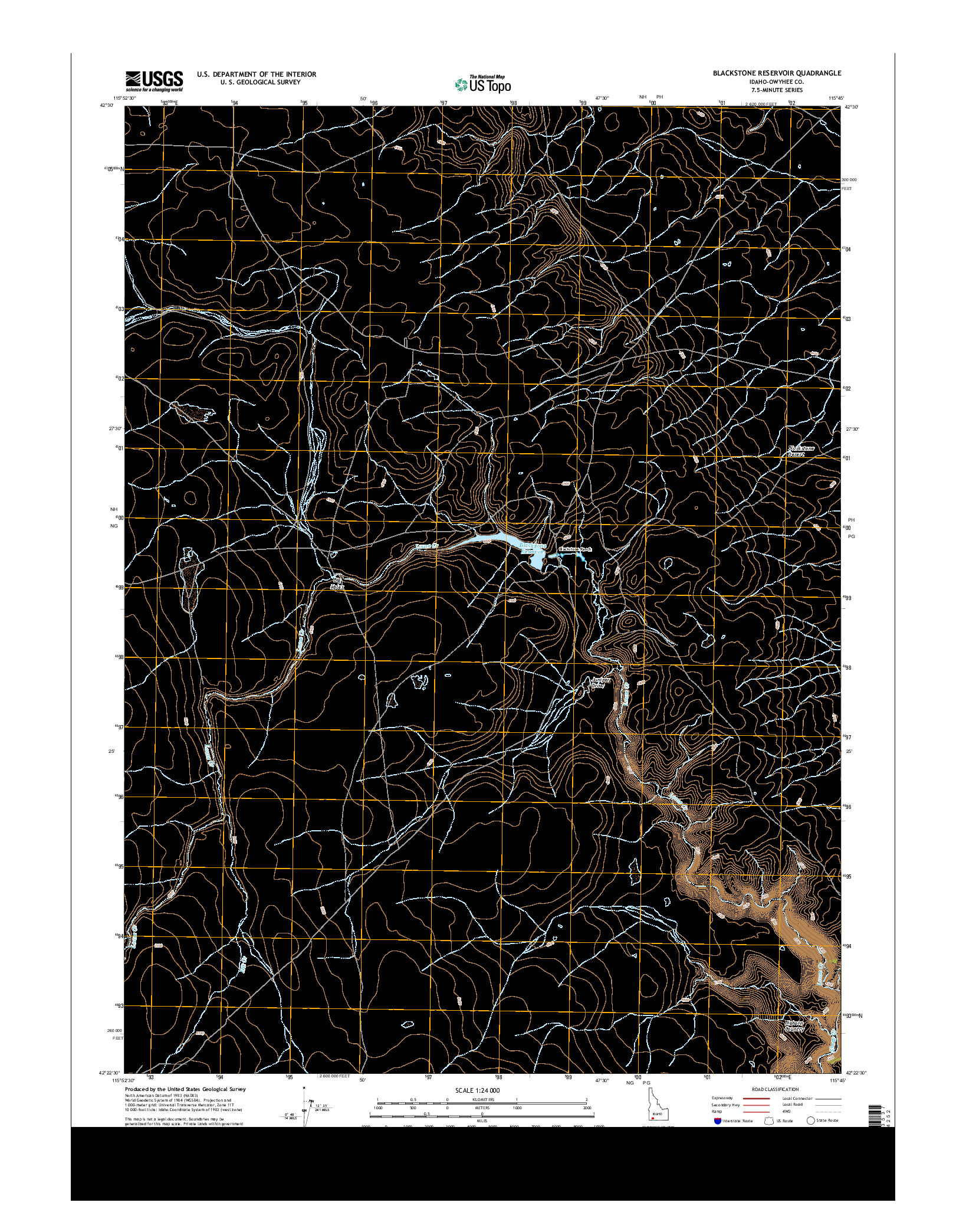USGS US TOPO 7.5-MINUTE MAP FOR BLACKSTONE RESERVOIR, ID 2013