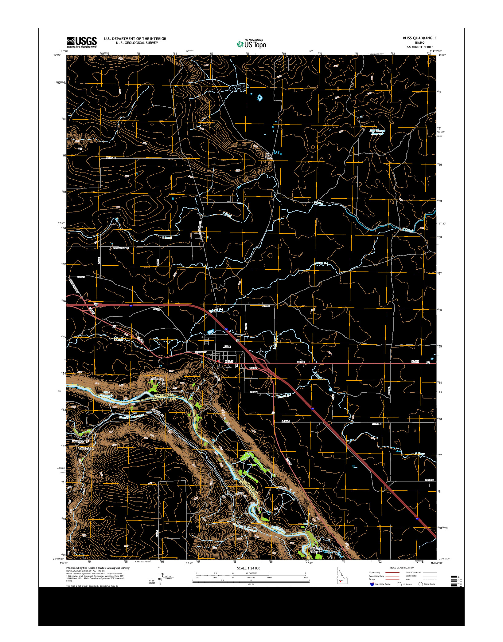 USGS US TOPO 7.5-MINUTE MAP FOR BLISS, ID 2013