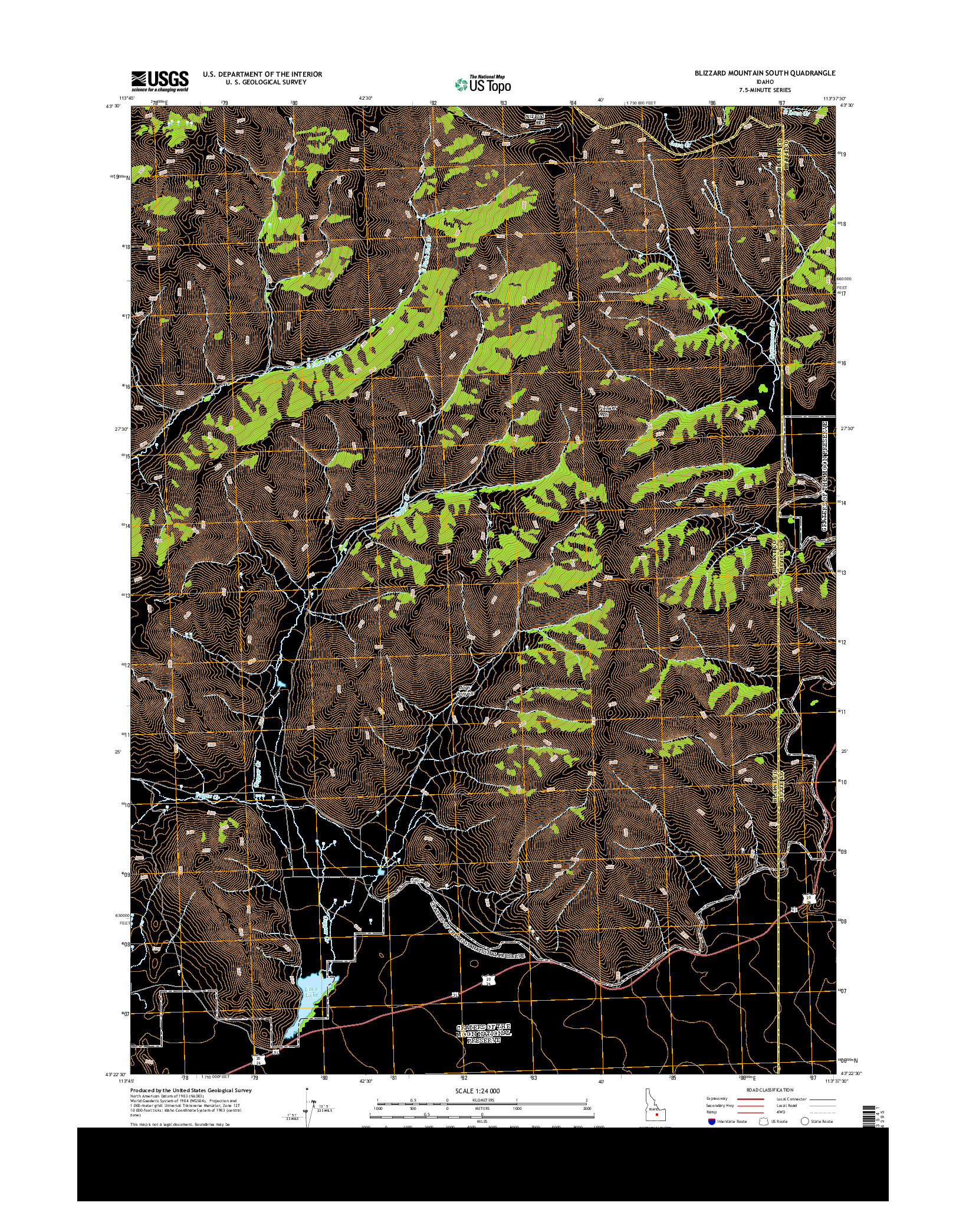 USGS US TOPO 7.5-MINUTE MAP FOR BLIZZARD MOUNTAIN SOUTH, ID 2013