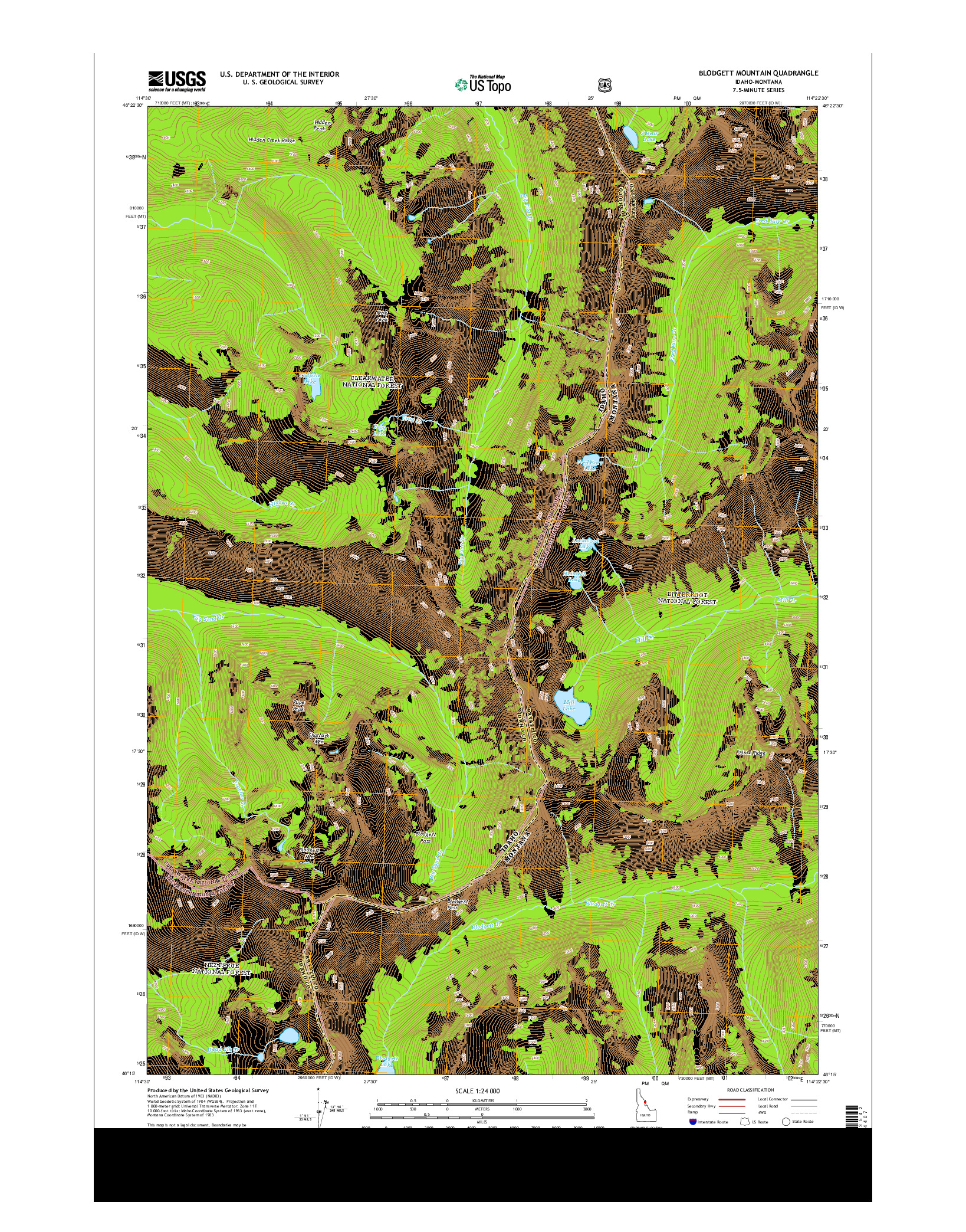 USGS US TOPO 7.5-MINUTE MAP FOR BLODGETT MOUNTAIN, ID-MT 2013
