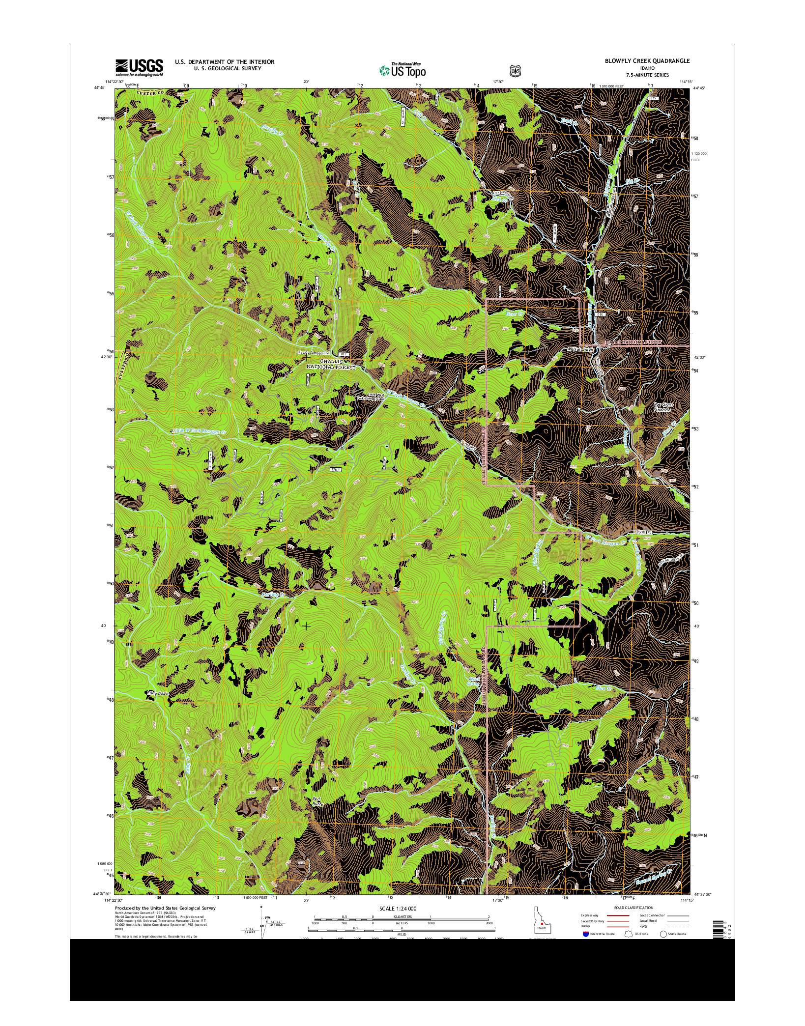 USGS US TOPO 7.5-MINUTE MAP FOR BLOWFLY CREEK, ID 2013