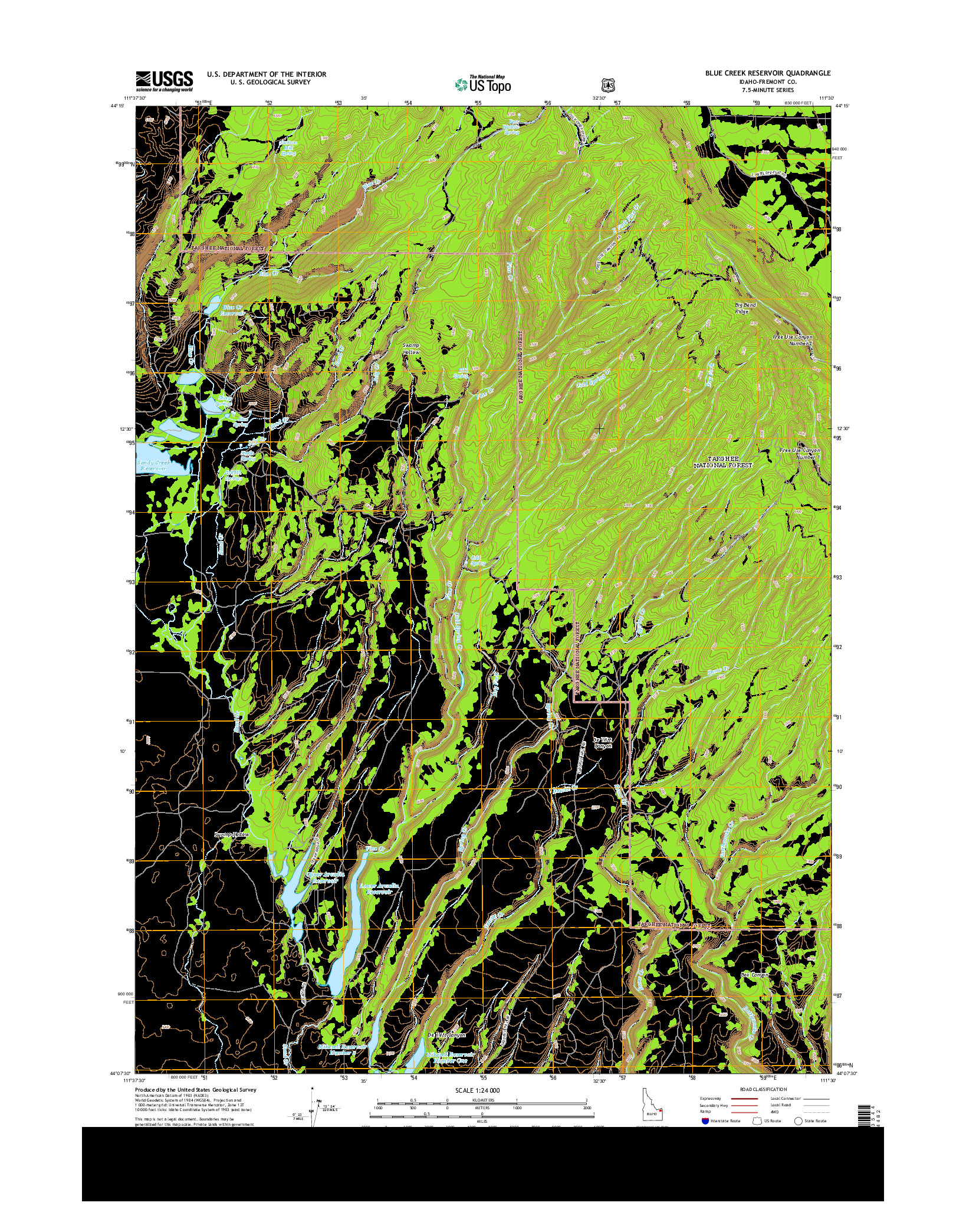 USGS US TOPO 7.5-MINUTE MAP FOR BLUE CREEK RESERVOIR, ID 2013