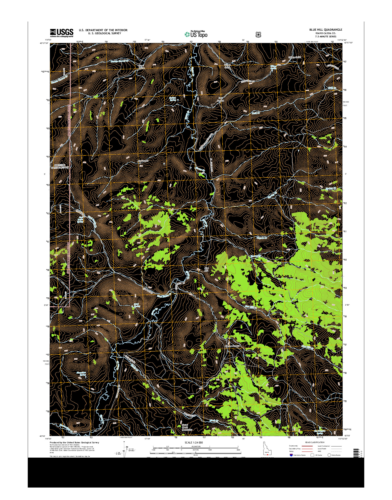 USGS US TOPO 7.5-MINUTE MAP FOR BLUE HILL, ID 2013