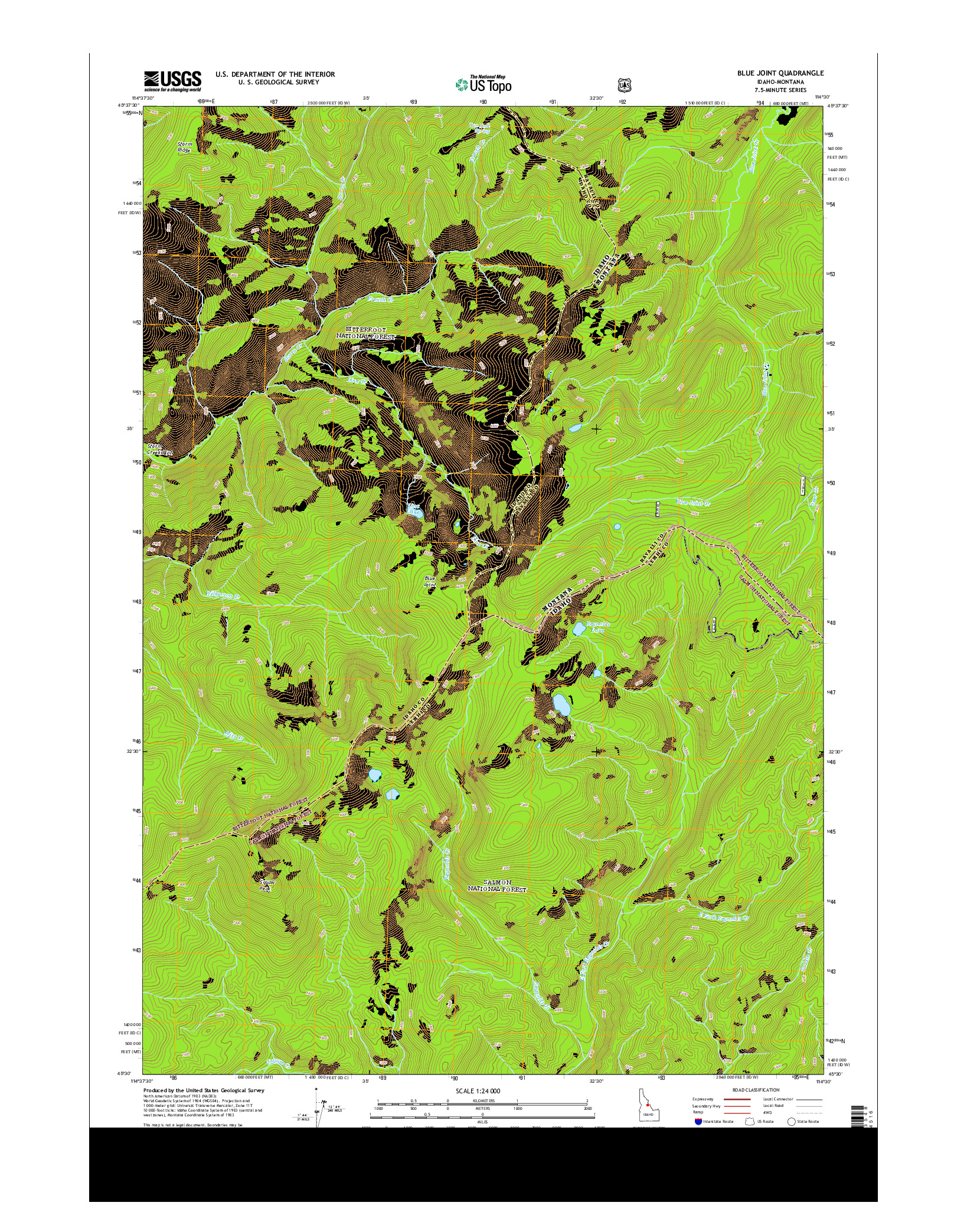 USGS US TOPO 7.5-MINUTE MAP FOR BLUE JOINT, ID-MT 2013