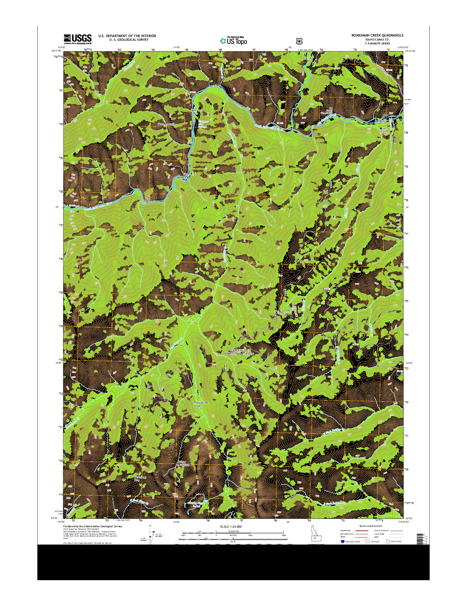 USGS US TOPO 7.5-MINUTE MAP FOR BOARDMAN CREEK, ID 2013