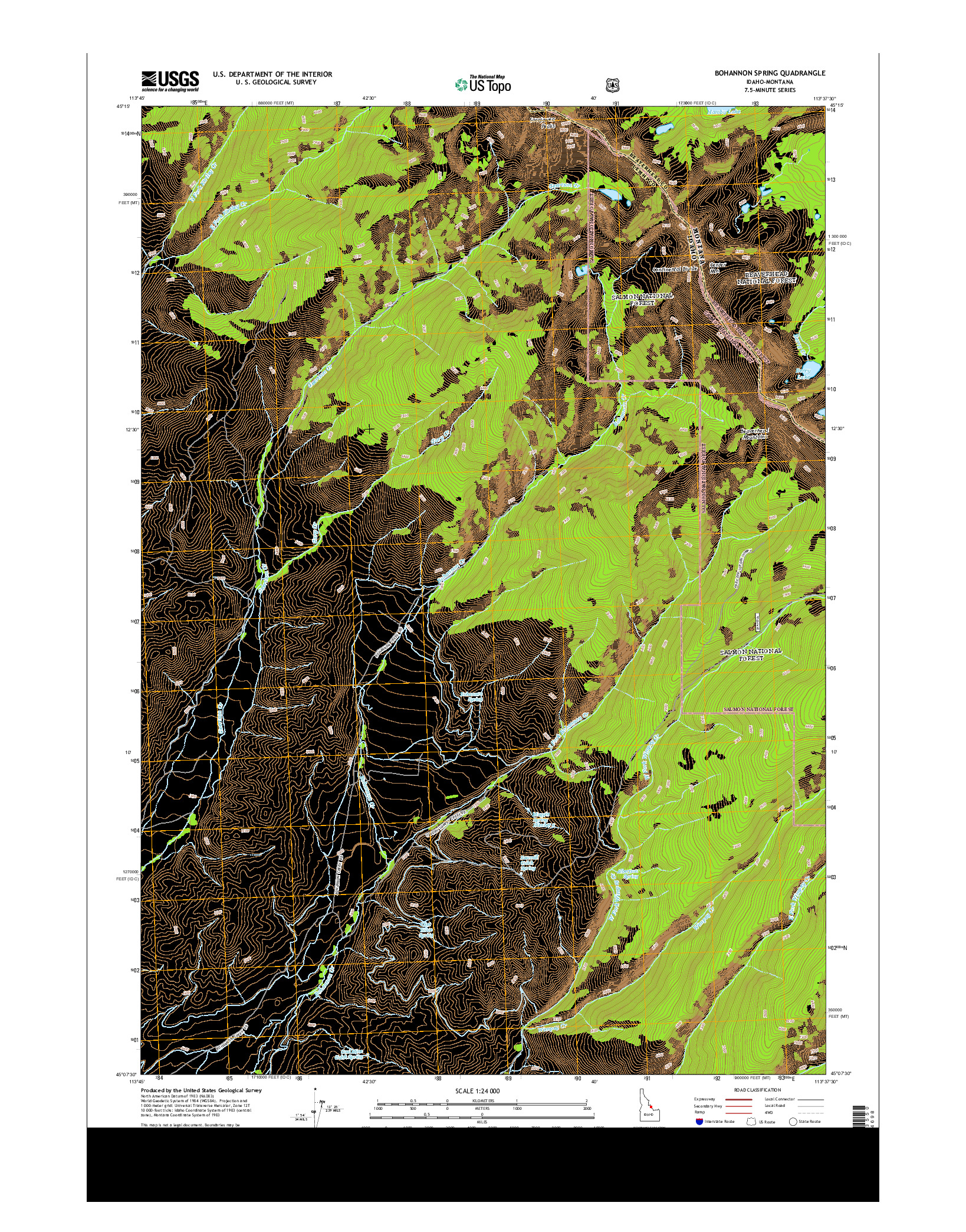 USGS US TOPO 7.5-MINUTE MAP FOR BOHANNON SPRING, ID-MT 2013
