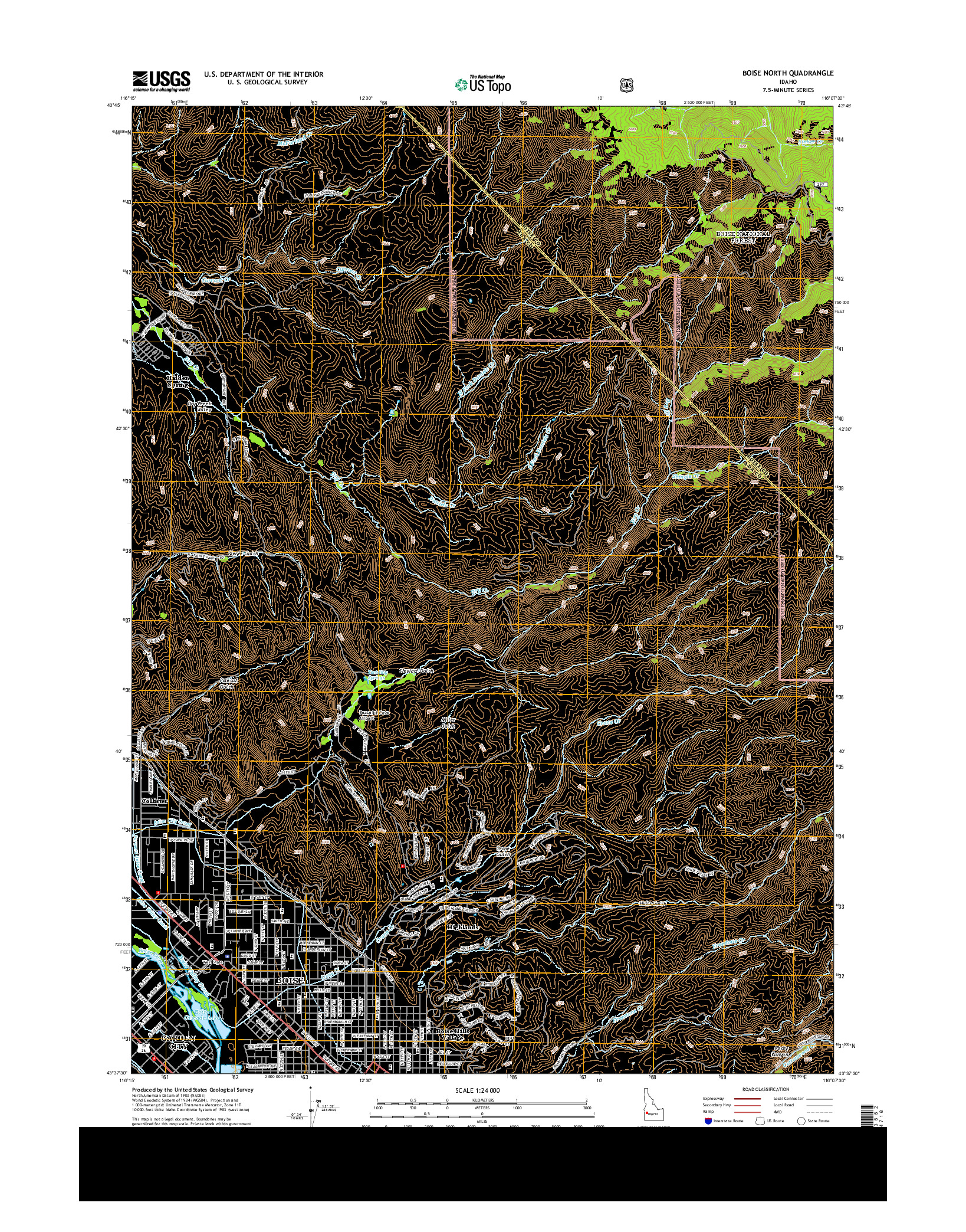 USGS US TOPO 7.5-MINUTE MAP FOR BOISE NORTH, ID 2013