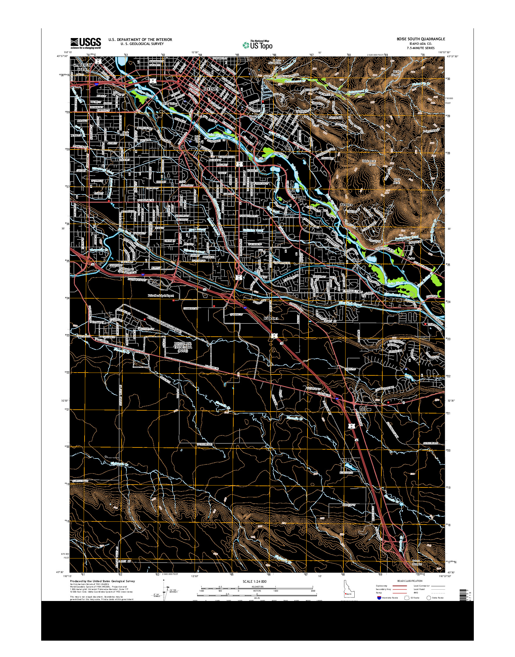 USGS US TOPO 7.5-MINUTE MAP FOR BOISE SOUTH, ID 2013