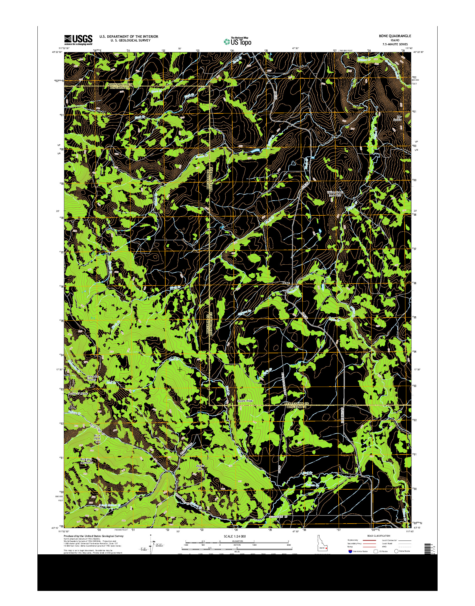 USGS US TOPO 7.5-MINUTE MAP FOR BONE, ID 2013