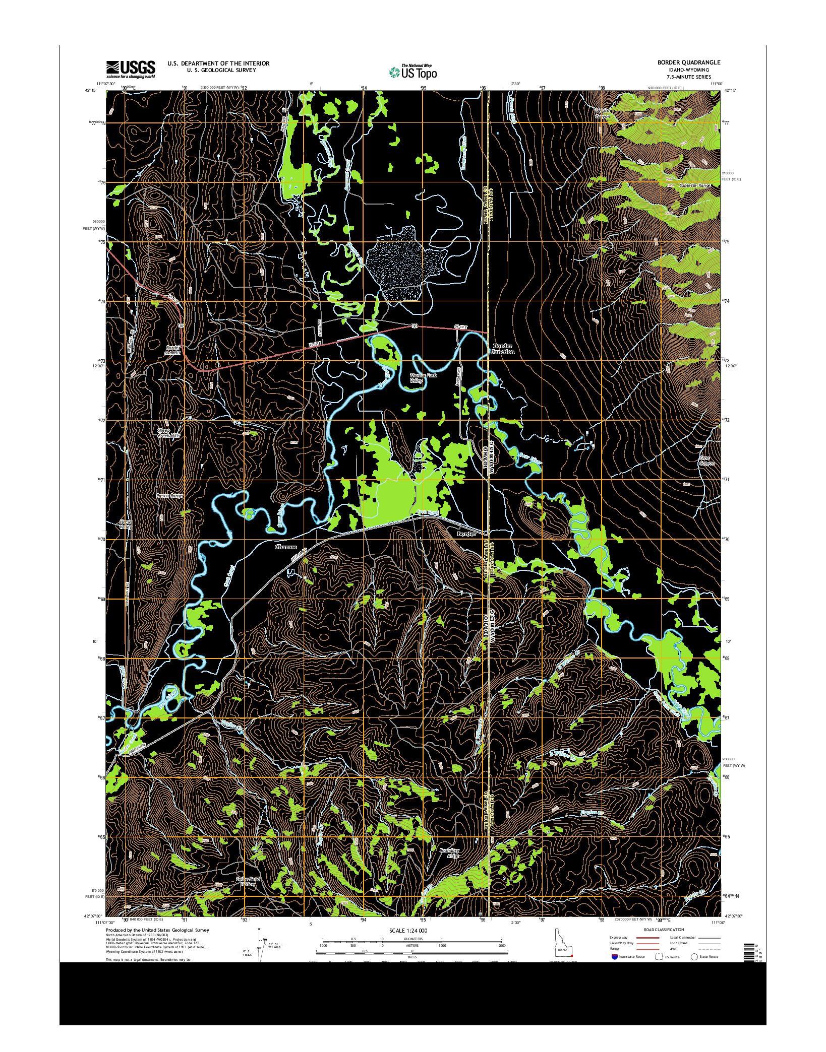 USGS US TOPO 7.5-MINUTE MAP FOR BORDER, ID-WY 2013
