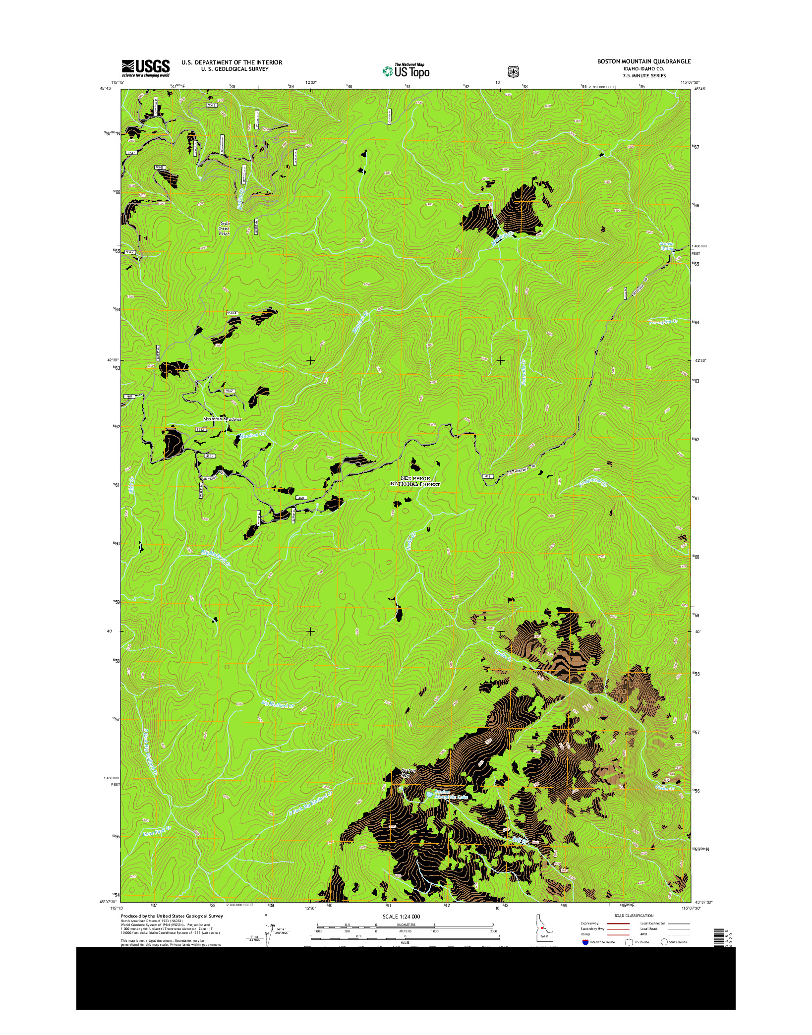 USGS US TOPO 7.5-MINUTE MAP FOR BOSTON MOUNTAIN, ID 2013
