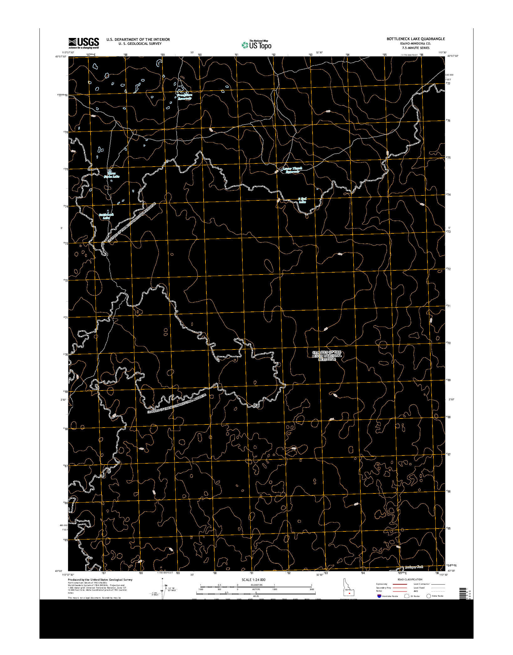 USGS US TOPO 7.5-MINUTE MAP FOR BOTTLENECK LAKE, ID 2013