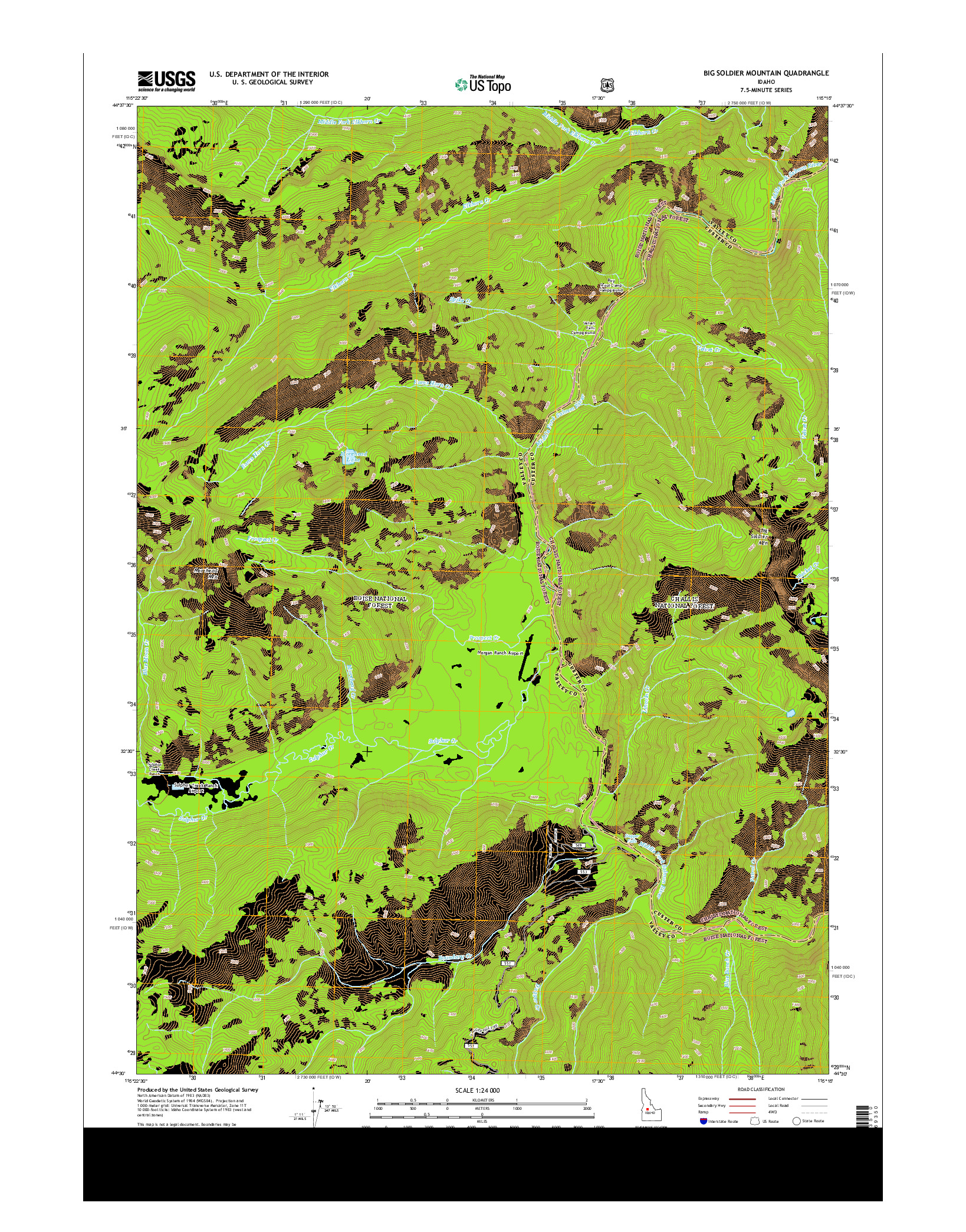 USGS US TOPO 7.5-MINUTE MAP FOR BIG SOLDIER MOUNTAIN, ID 2013