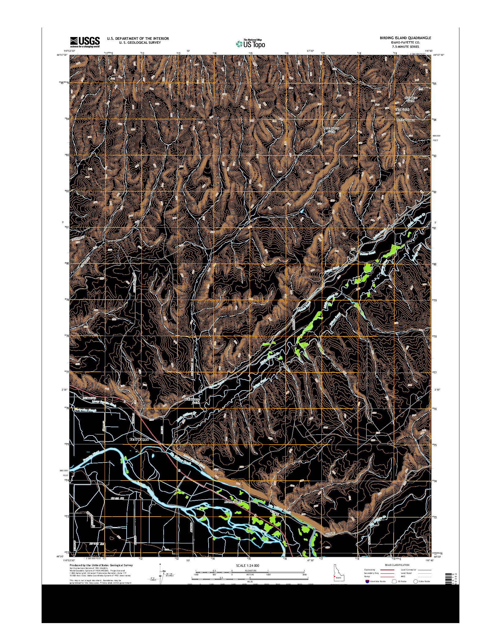 USGS US TOPO 7.5-MINUTE MAP FOR BIRDING ISLAND, ID 2013