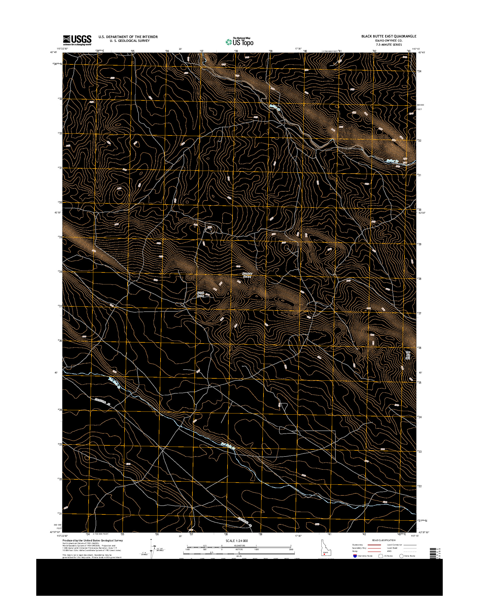 USGS US TOPO 7.5-MINUTE MAP FOR BLACK BUTTE EAST, ID 2013