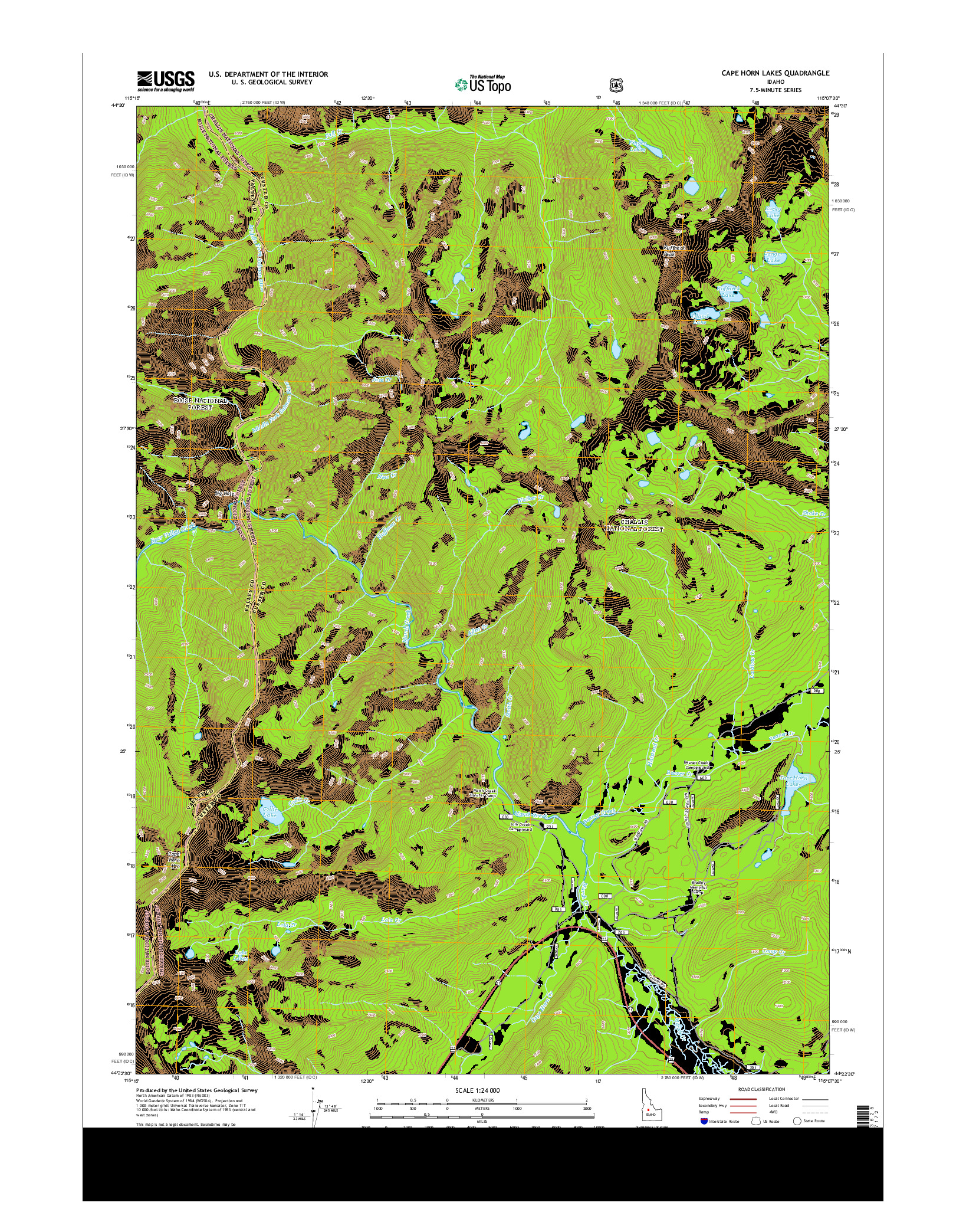 USGS US TOPO 7.5-MINUTE MAP FOR CAPE HORN LAKES, ID 2013