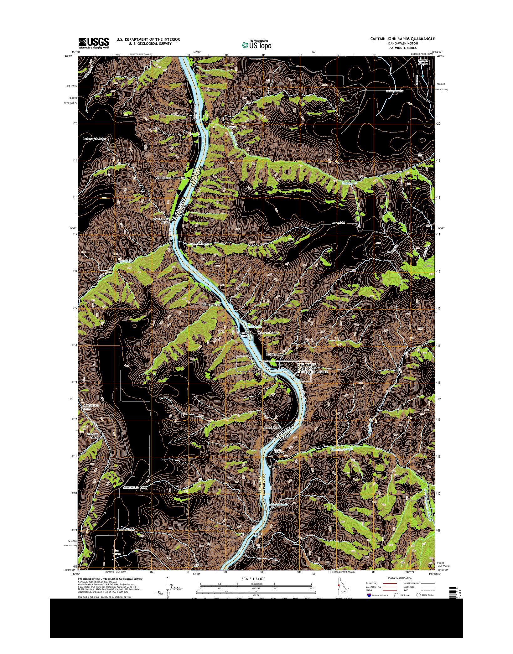 USGS US TOPO 7.5-MINUTE MAP FOR CAPTAIN JOHN RAPIDS, ID-WA 2013