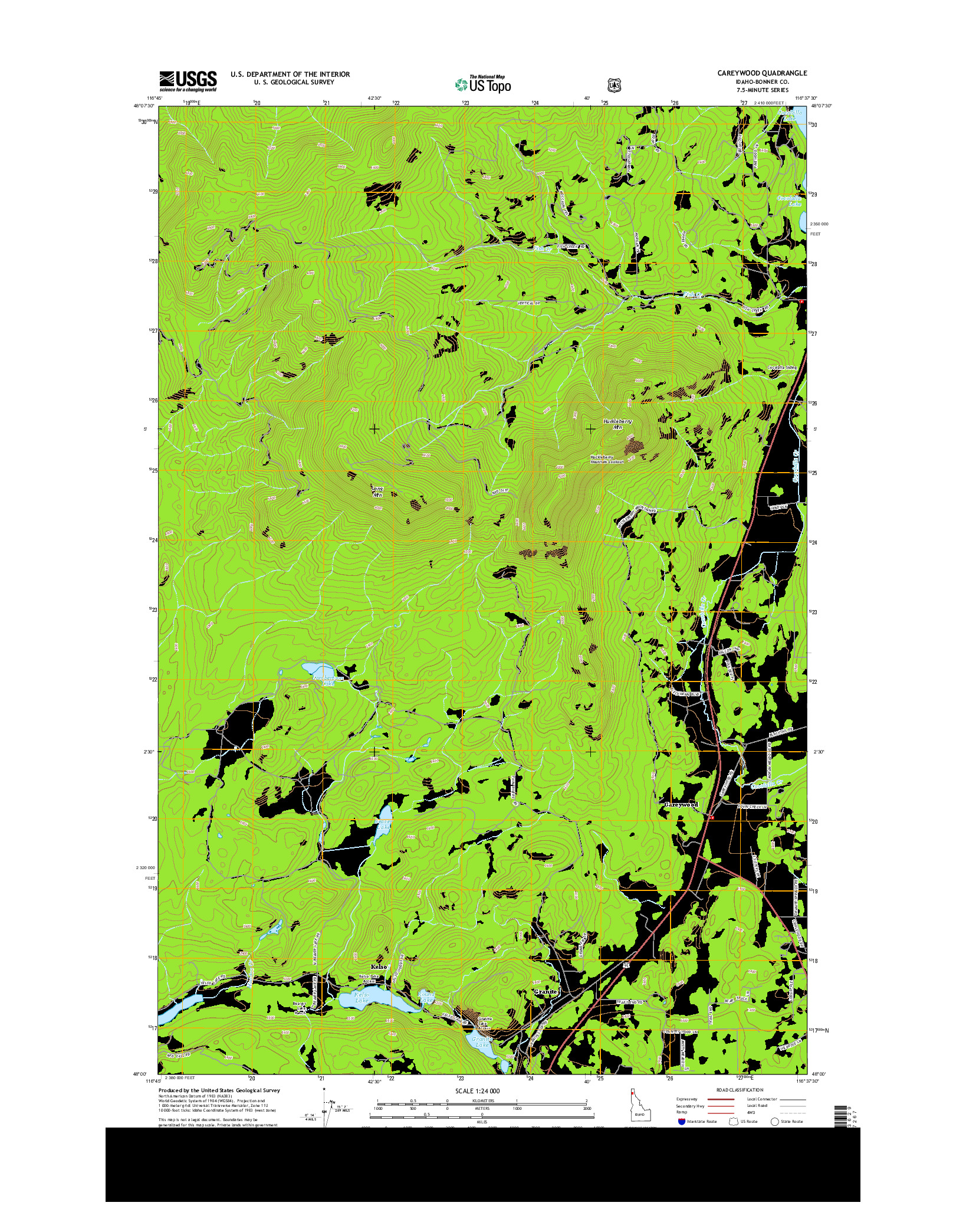 USGS US TOPO 7.5-MINUTE MAP FOR CAREYWOOD, ID 2013