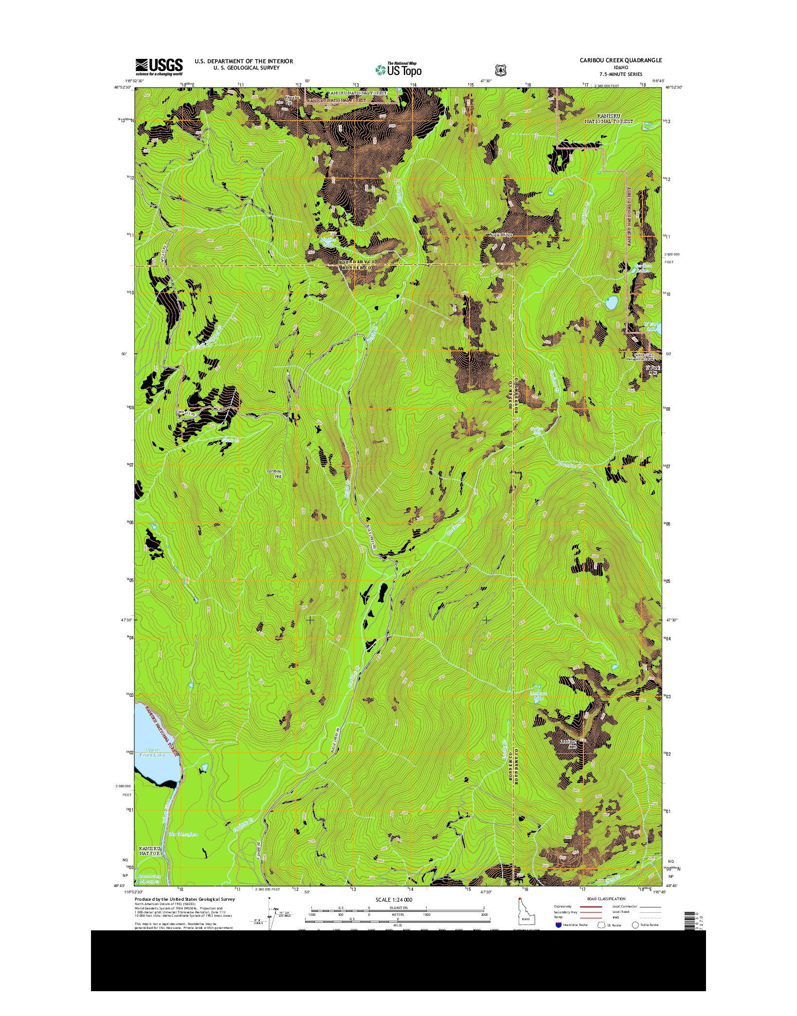 USGS US TOPO 7.5-MINUTE MAP FOR CARIBOU CREEK, ID 2013